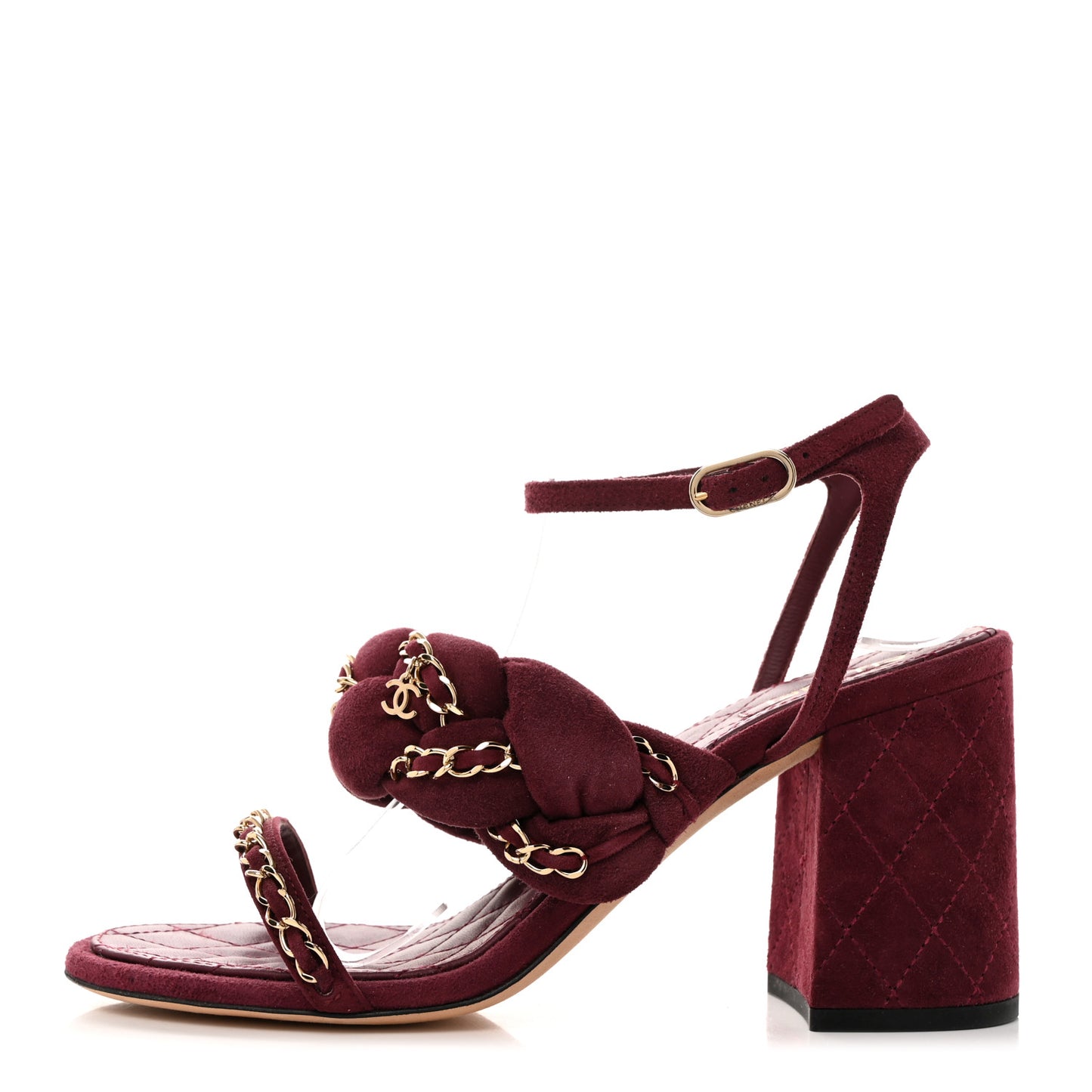 Kid Suede Chain Braided Sandals 39 Burgundy