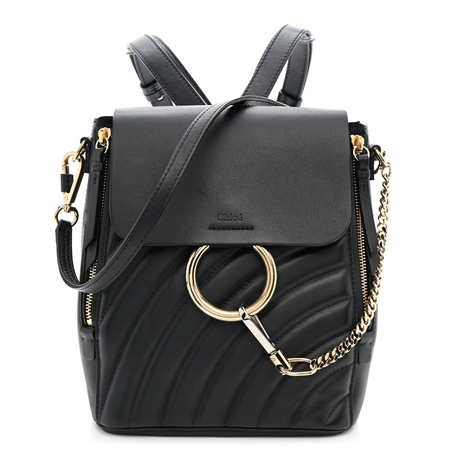 Chloe Calfskin Quilted Medium Faye Backpack Black 1831754 – FASHIONPHILE