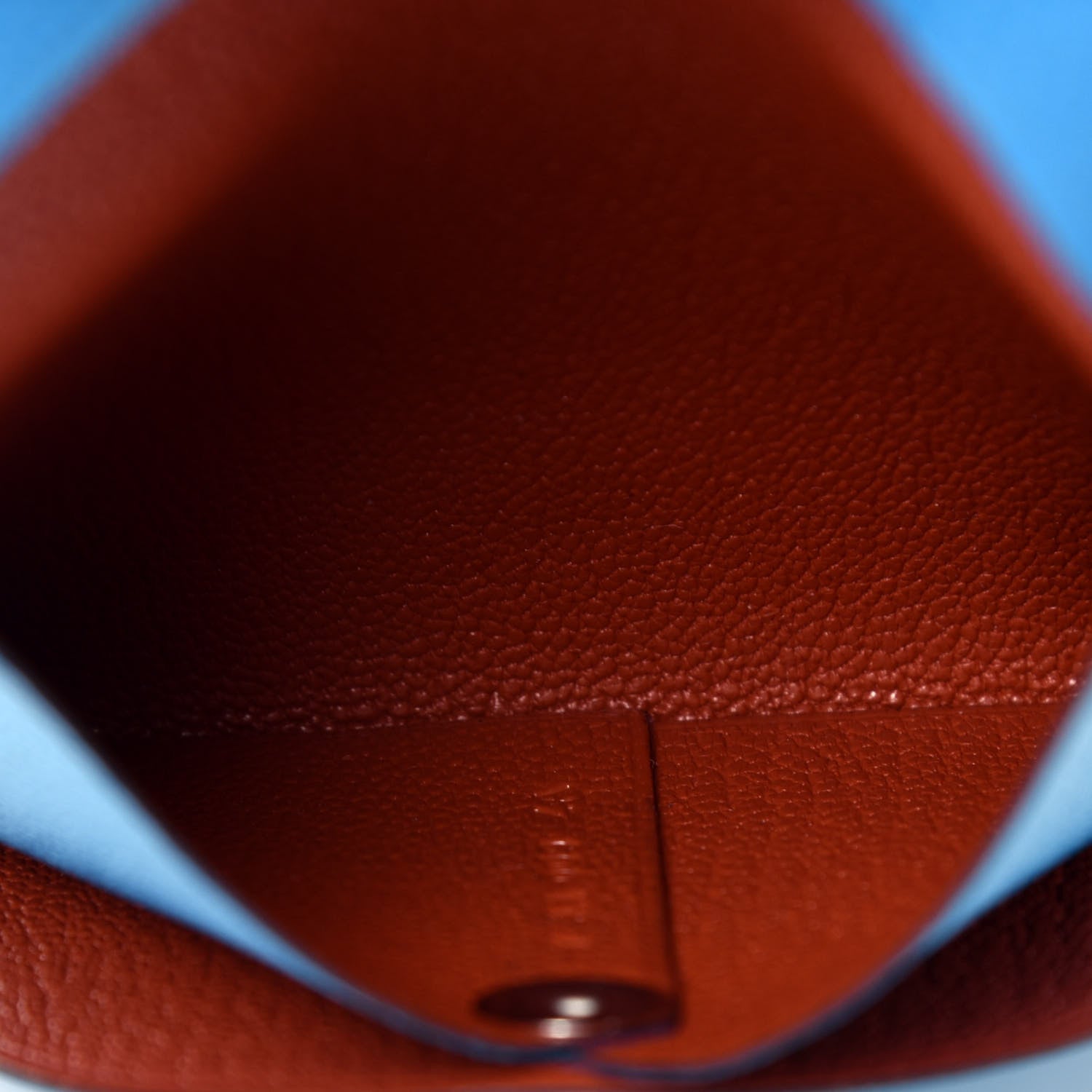 Hermes Chevre Mysore Bastia Verso Coin Purse Bleu Frida Cuivre 5 of 7