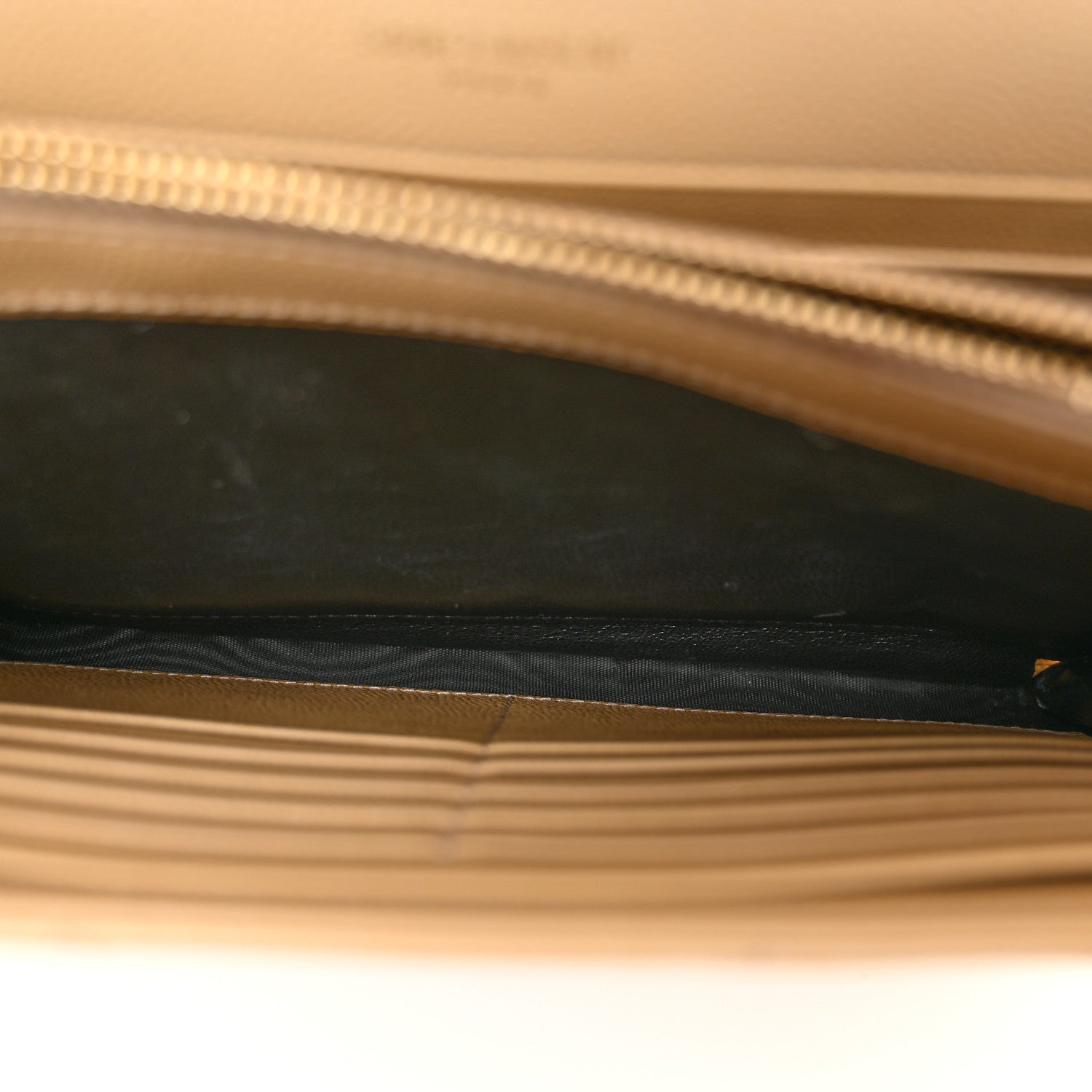 Saint Laurent Grain De Poudre Matelasse Chevron Monogram Chain Wallet Dark Beige 5 of 19