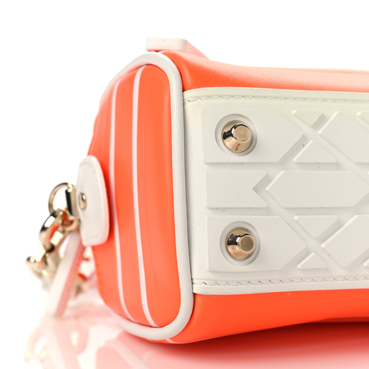 Calfskin Micro Dior Vibe Zip Bowling Bag Orange White