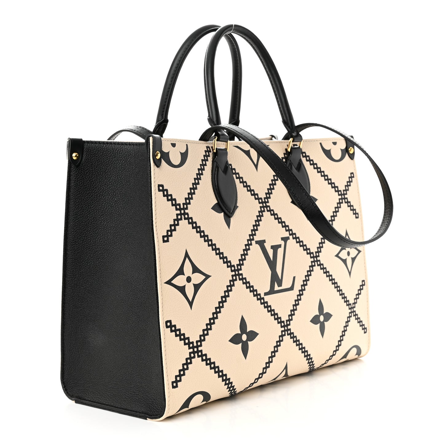 Empreinte Monogram Giant Broderies Onthego MM Cream Black