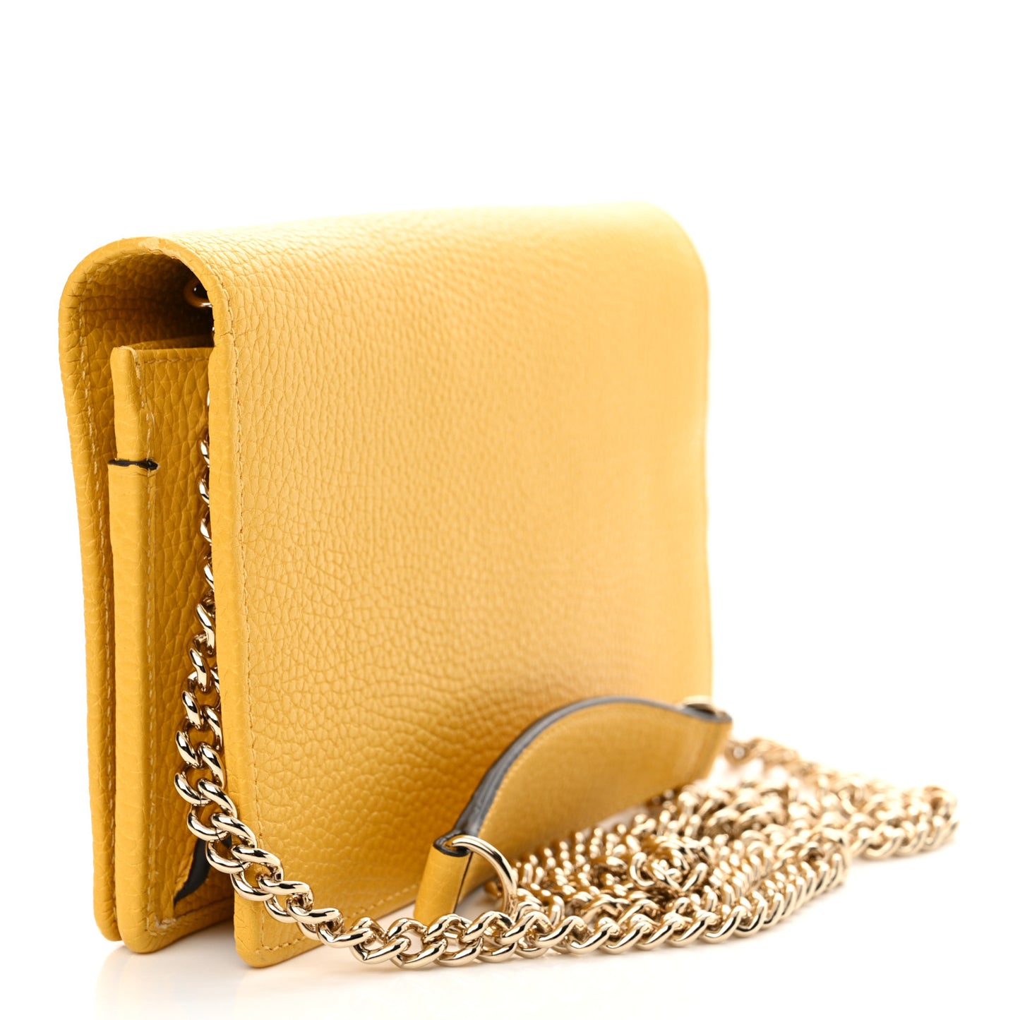 Pebbled Calfskin Soho Wallet On Chain New Buttercup