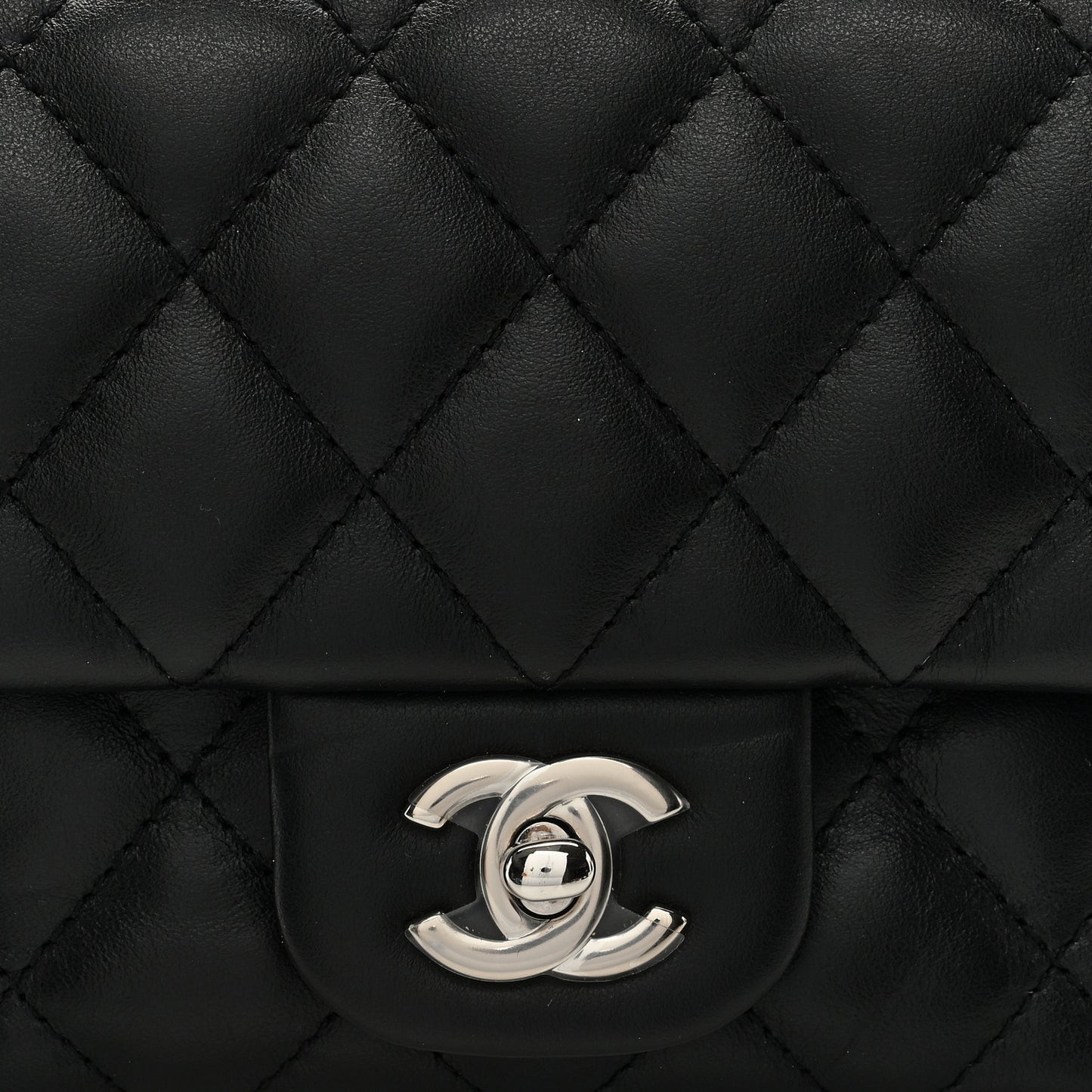 Calfskin Quilted CC Uniform Flap Belt Bag Black