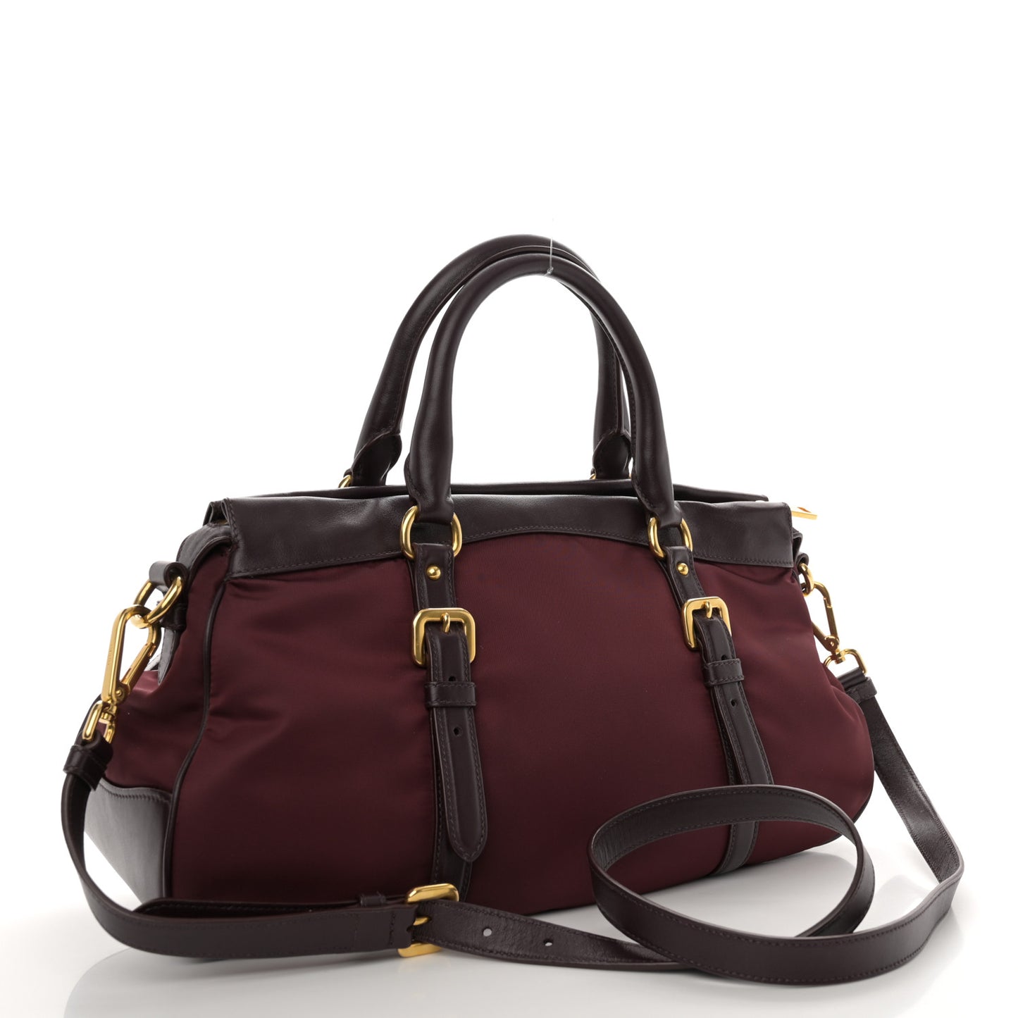Nylon Tessuto Soft Calf Tote Granato
