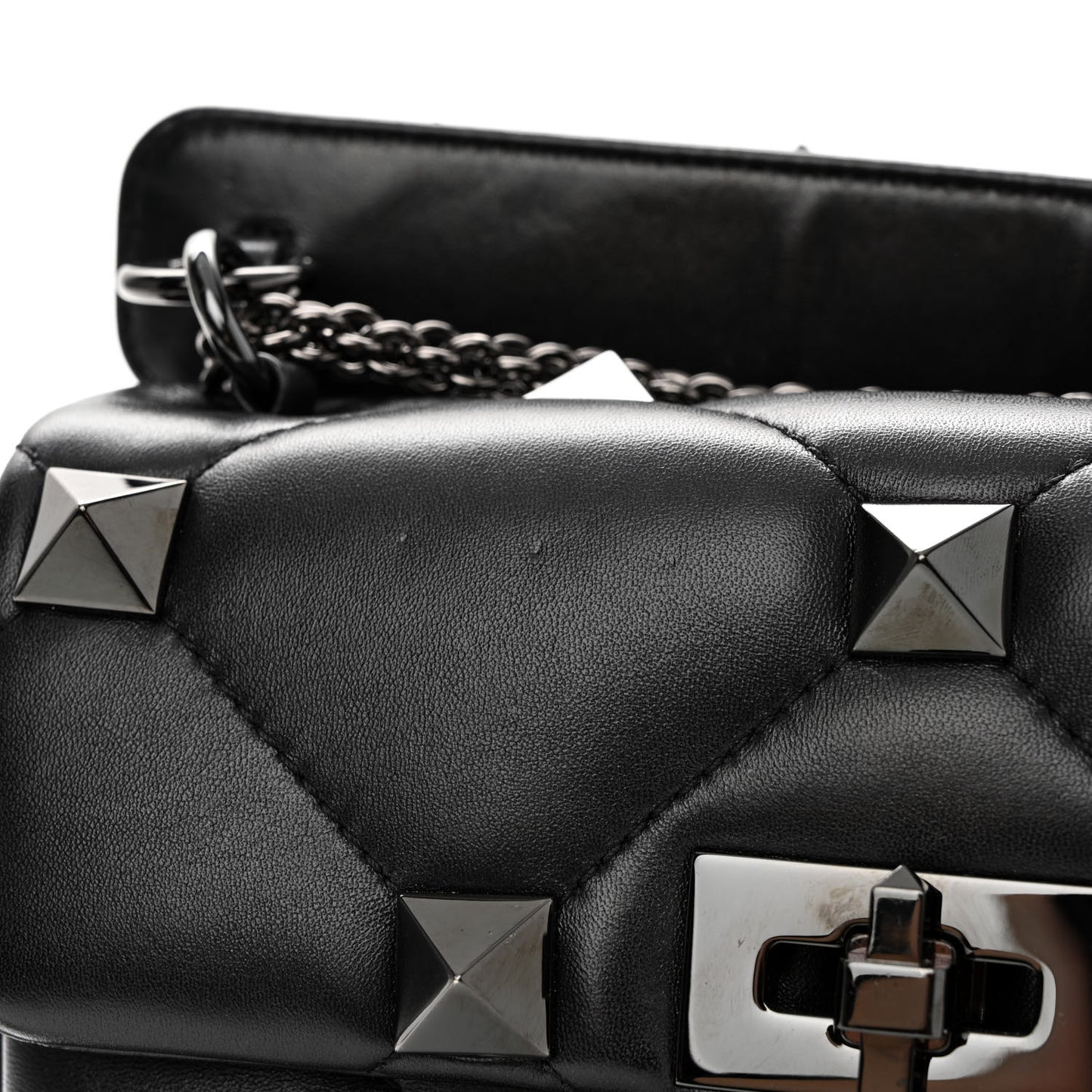Nappa Monochrome Medium Roman Stud Shoulder Bag Black