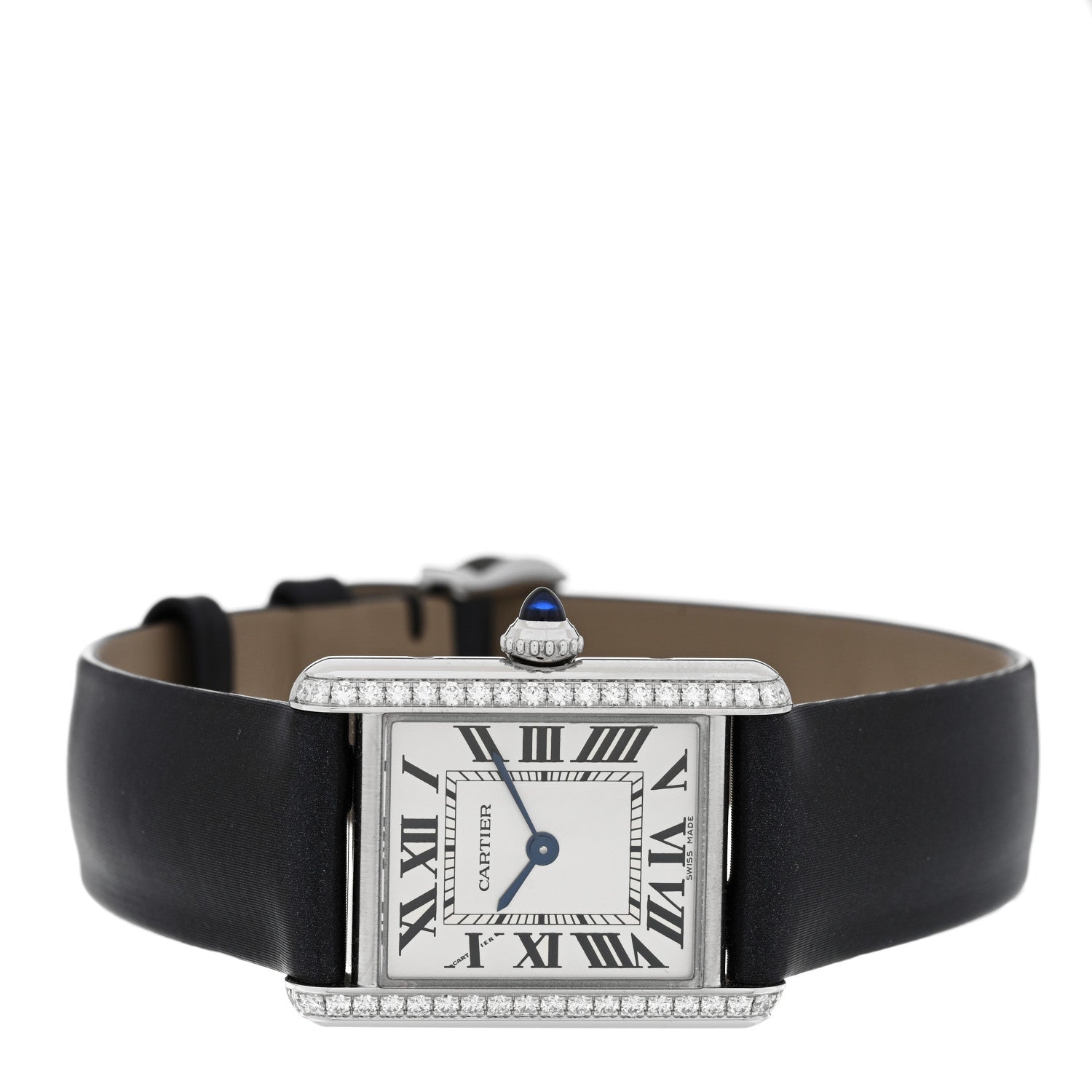 Cartier Stainless Steel Satin Diamond 22mm Must de Cartier Tank Quartz Watch 2 of 5