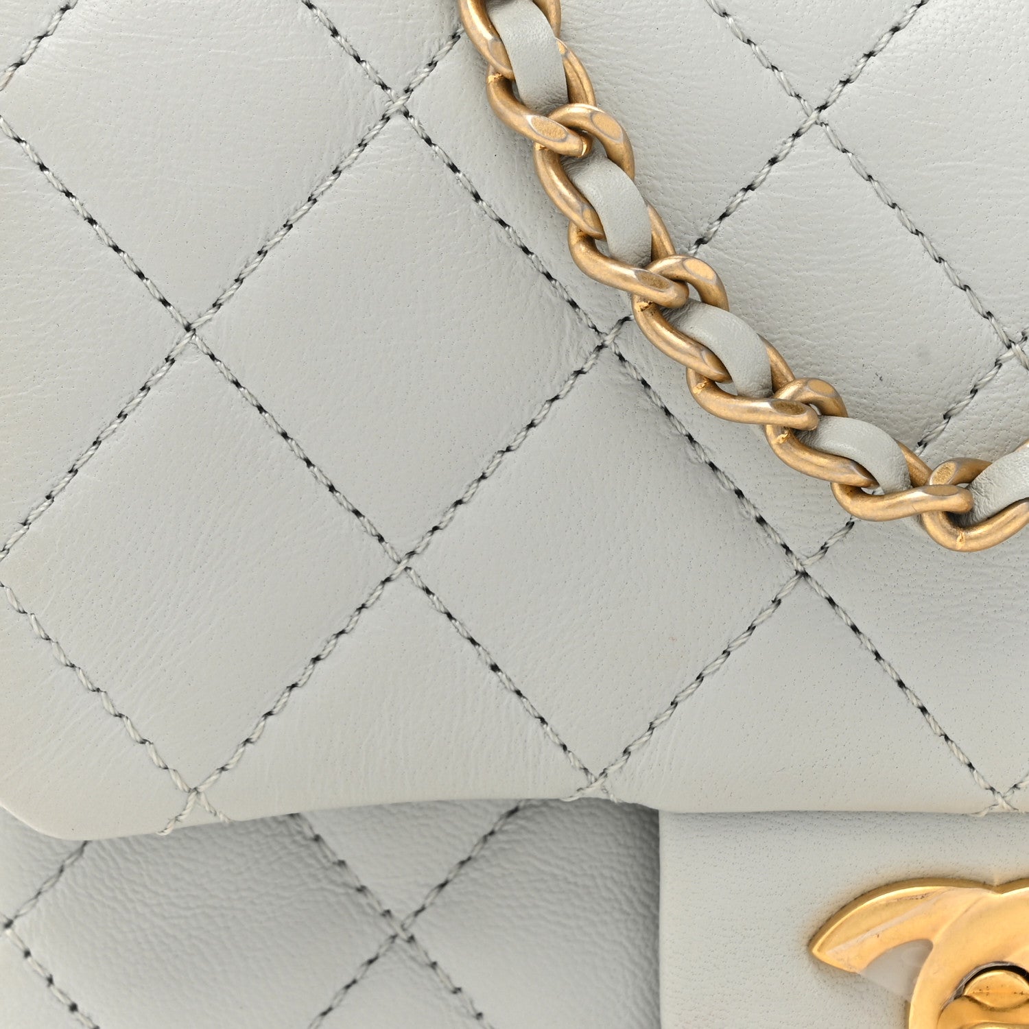 Chanel Lambskin Quilted Mini Pearl Crush Flap Light Grey 8 of 10