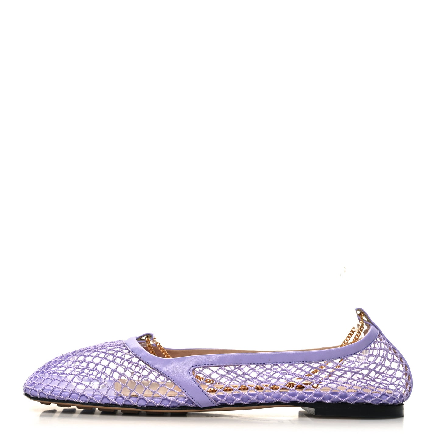 Mesh Nappa Chunky Chain Stretch Ballerina Flats 39.5 Wisteria