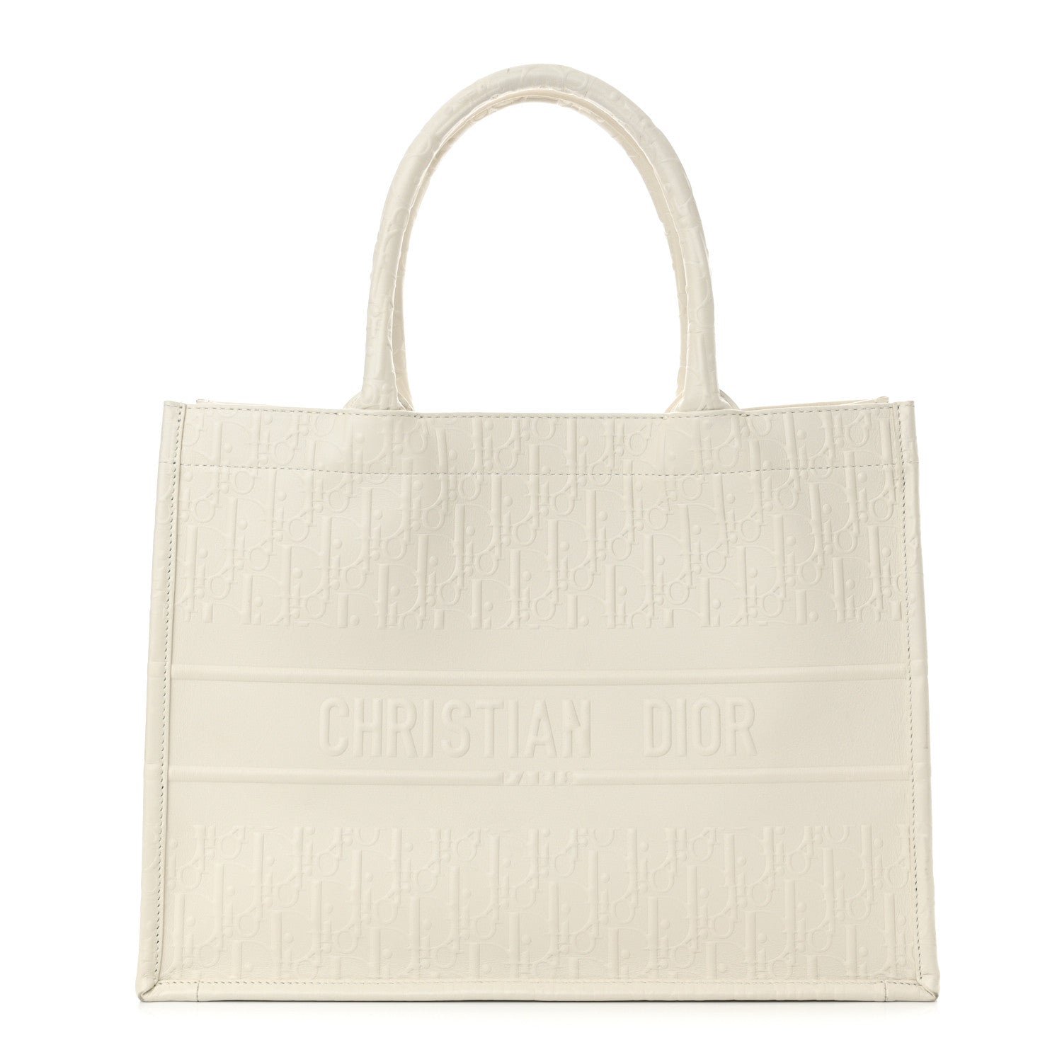 Christian Dior Oblique Calfskin Embossed Medium Book Tote Ivory 1 of 11