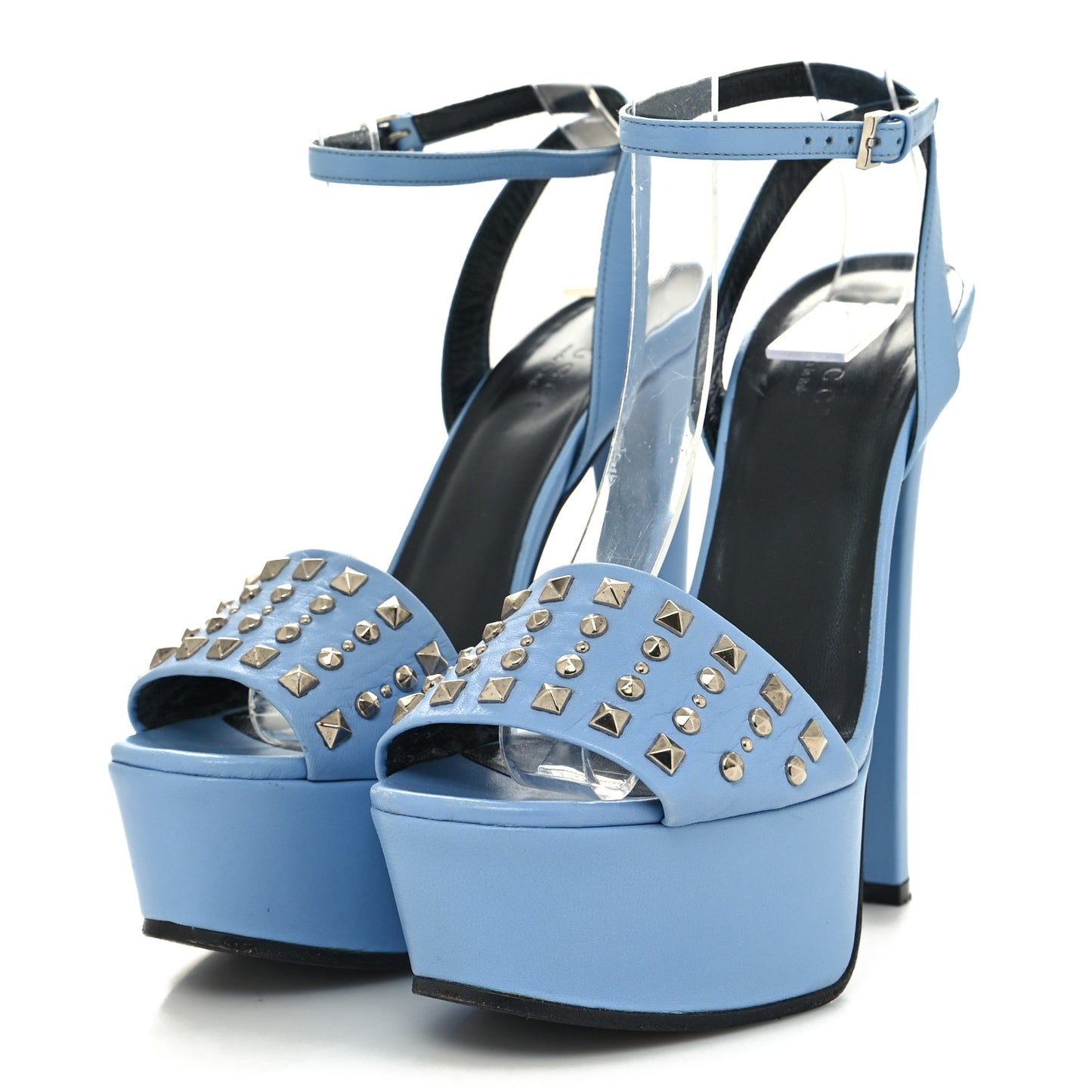 Malaga Kid Studded Leila Ankle Strap Platform Sandals 36.5 Blue