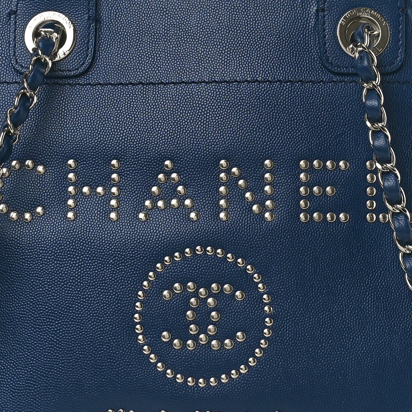 Caviar Small Studded Deauville Tote Navy