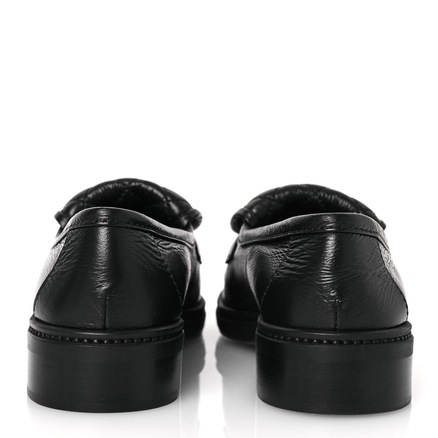 Crumpled Lambskin Quilted CC Turnlock Loafers 37 Black