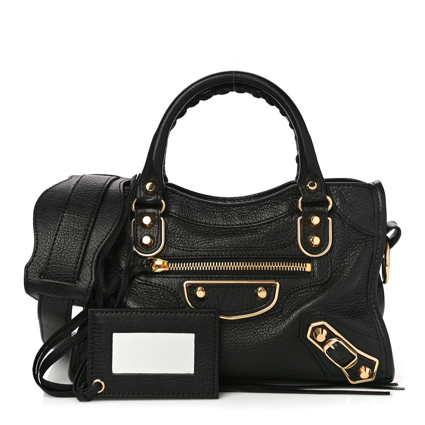 Chevre Gold Metallic Edge Hardware Mini City Black