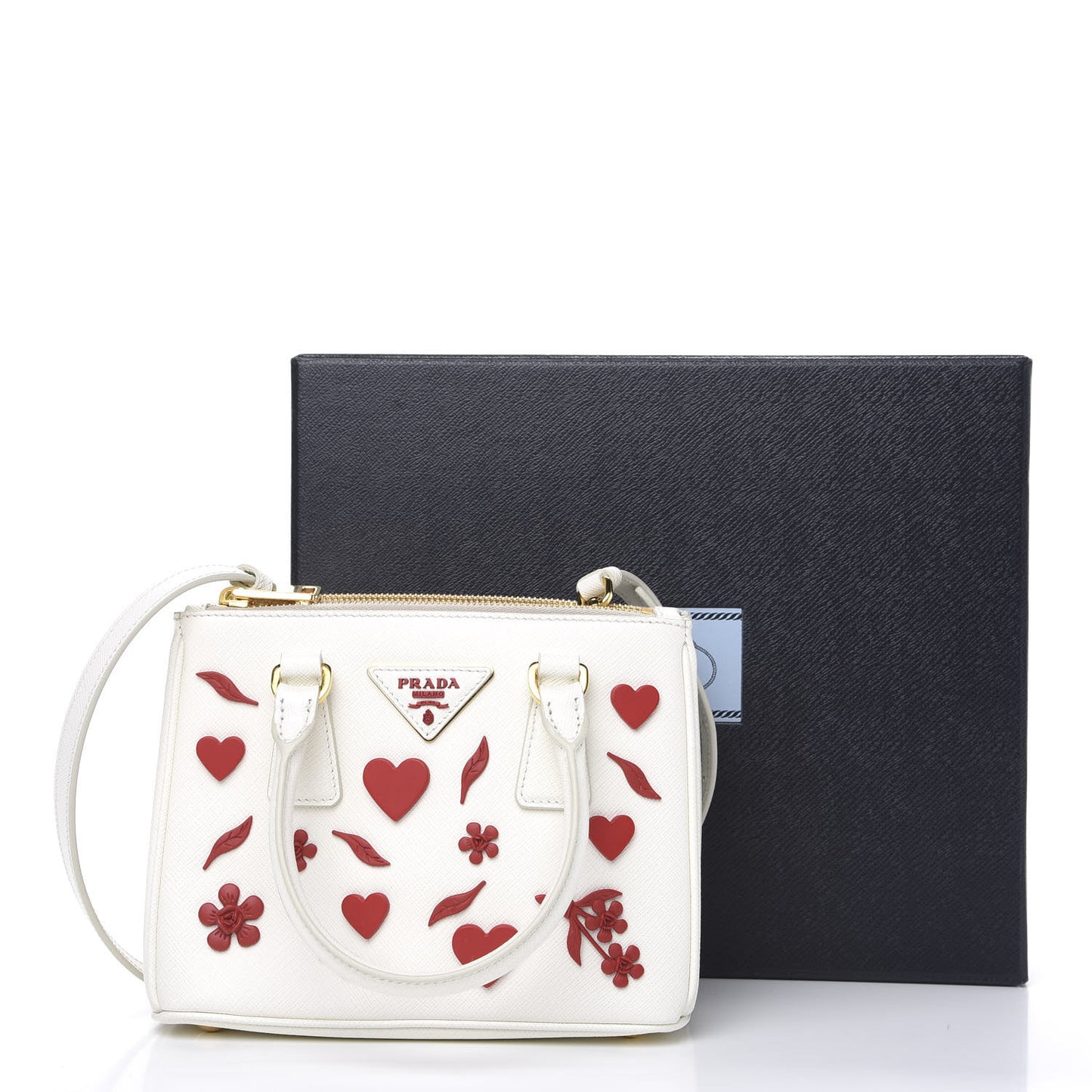 Saffiano Micro Galleria Double Zip Qixi Tote White Fuoco