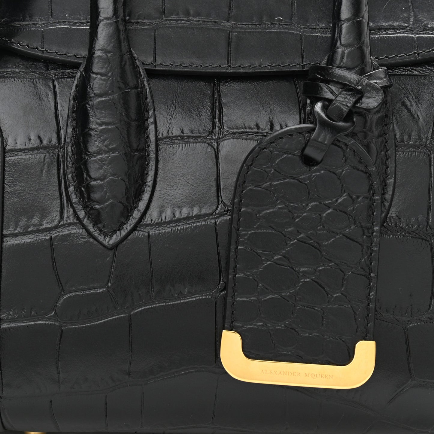 Calfskin Crocodile Embossed Mini Heroine 21 Black