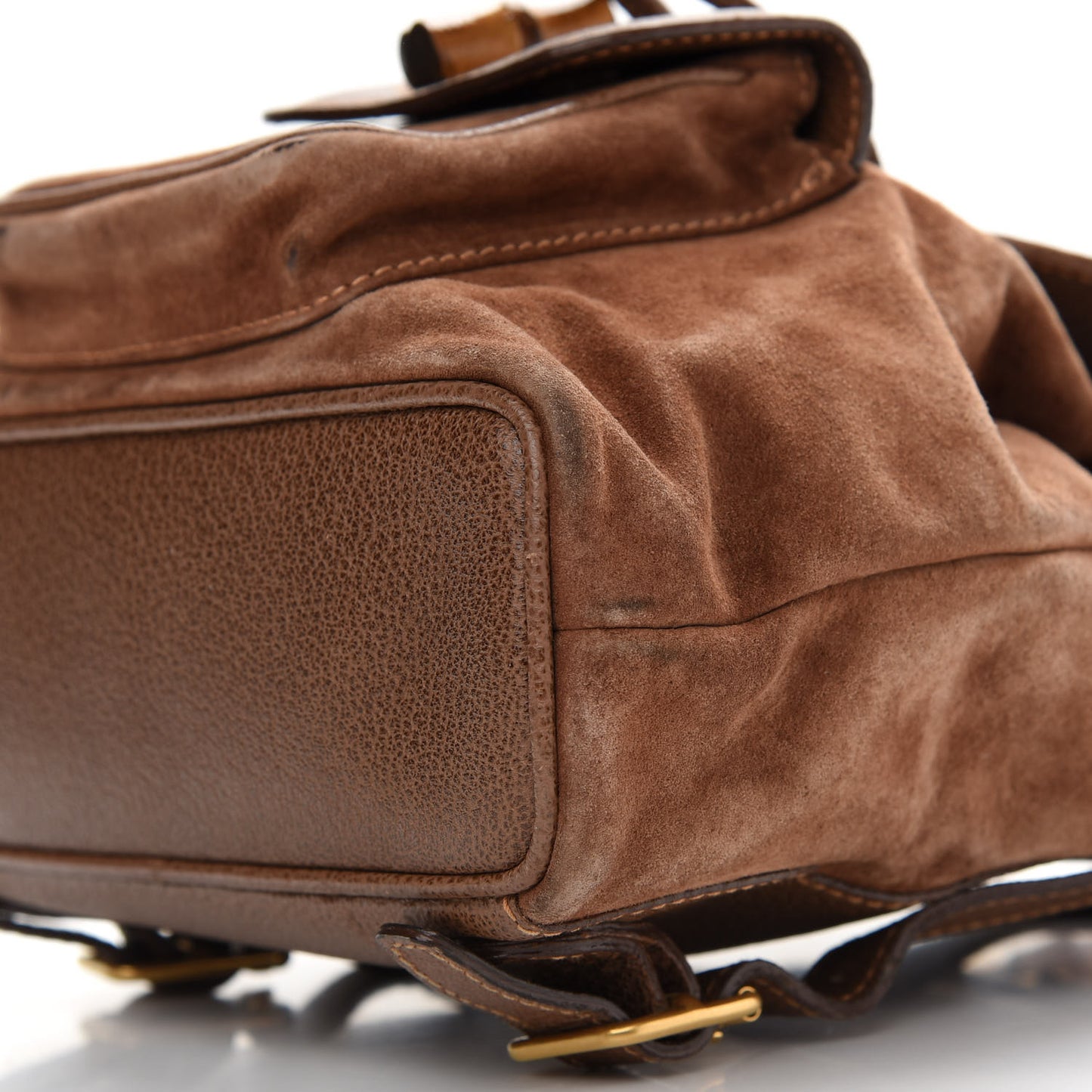 Suede Calfskin Bamboo Backpack Brown