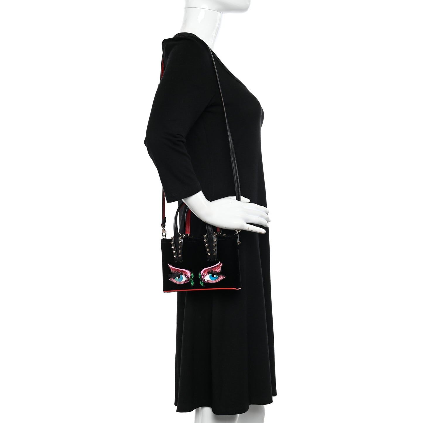 Velour Eyelet Nano Cabata Tote Black Multicolor