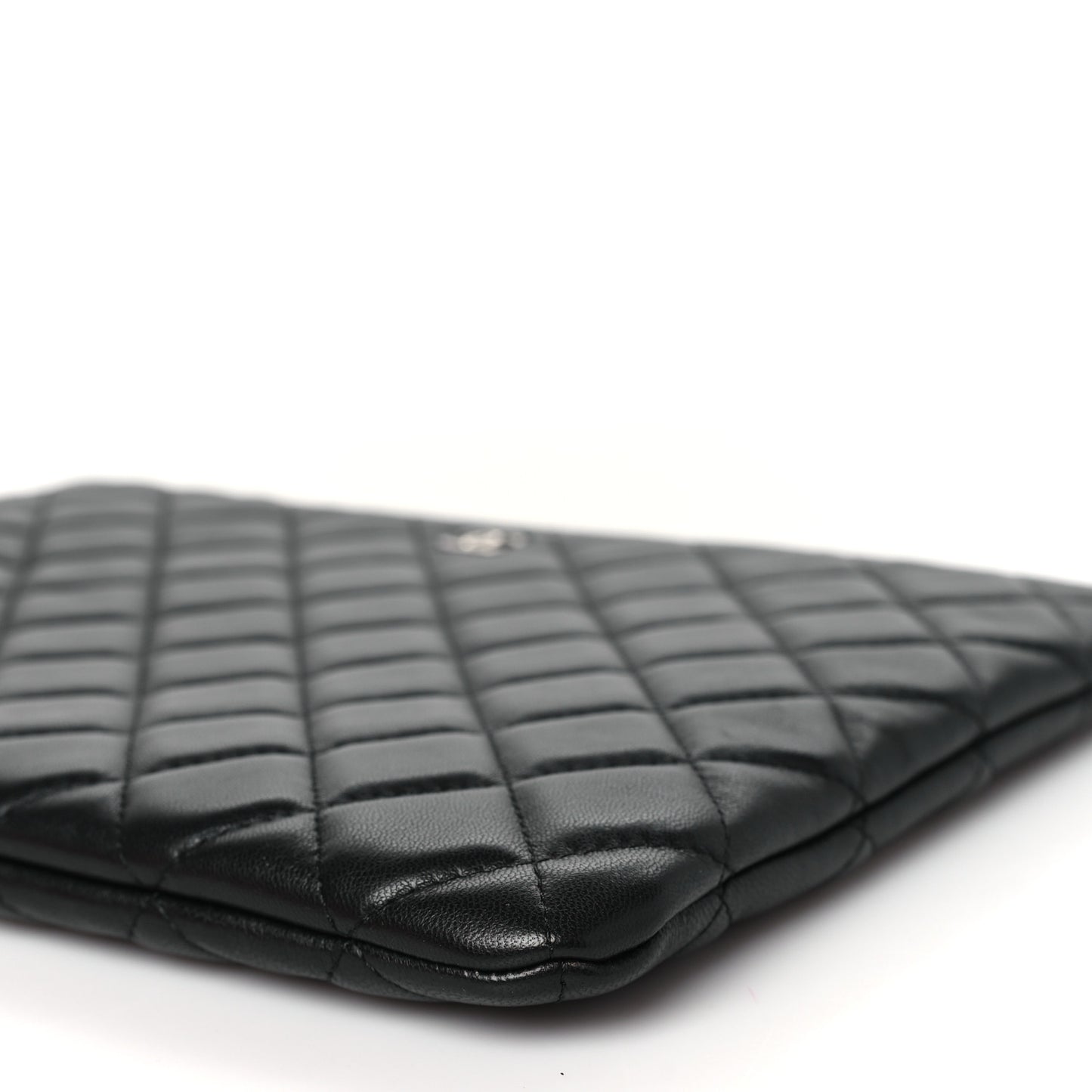 Lambskin Quilted Medium Cosmetic Case Black