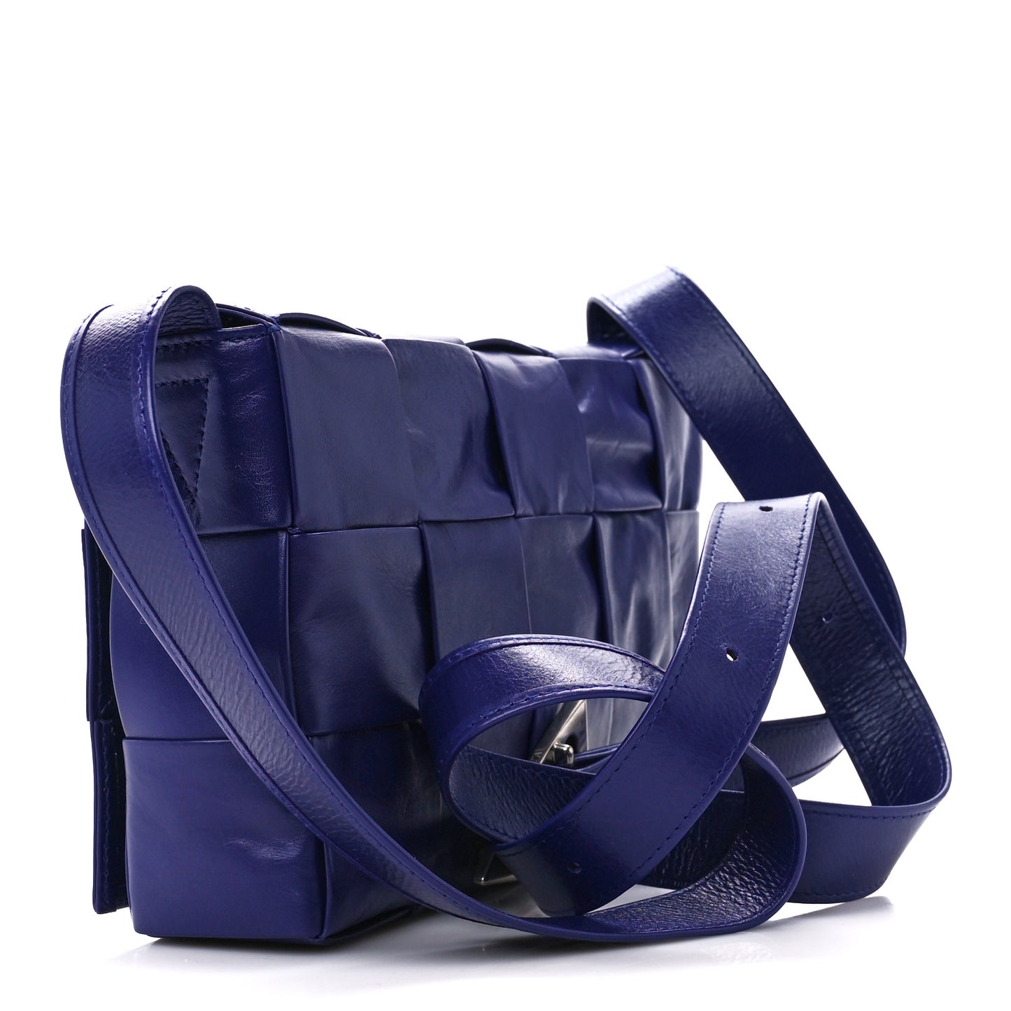 Paper Calfskin Maxi Intreccio Cassette Crossbody Bag Purple