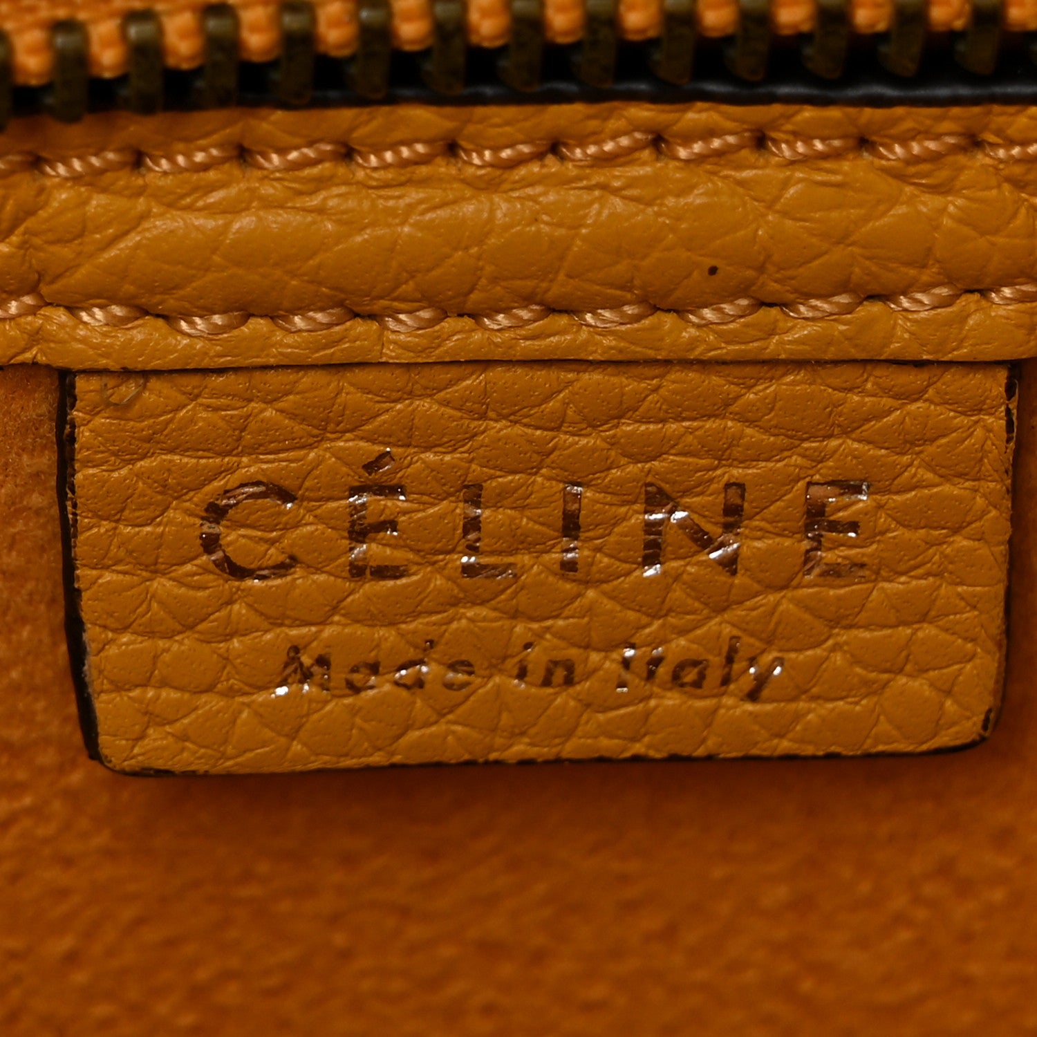 Celine Drummed Calfskin Nano Luggage Ocre 6 of 9