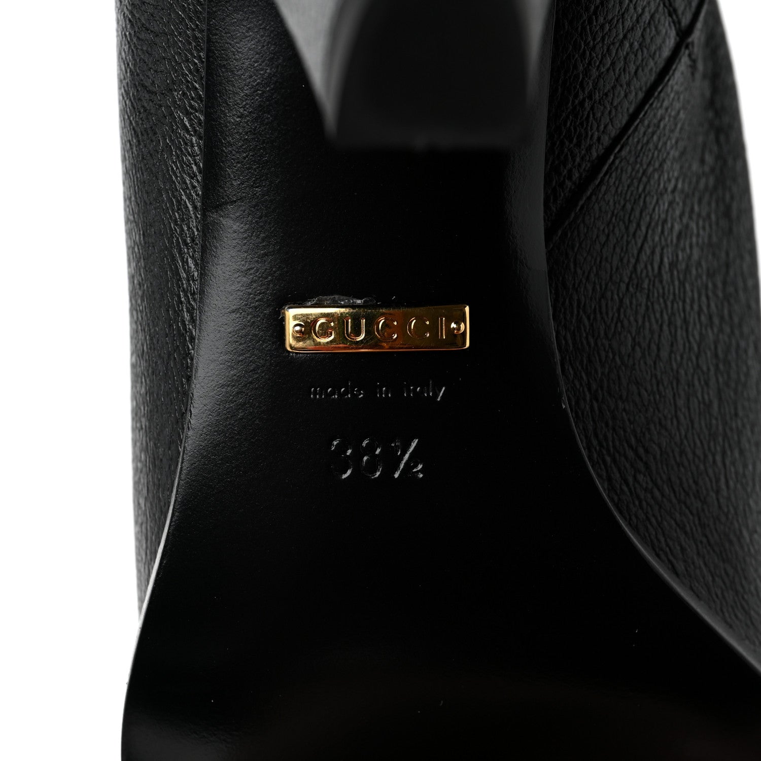 Gucci Calfskin Wrinkled Kid Diagonal Striped Zumi Knee Boots 38.5 Black Beige Romantic Cherry 6 of 9