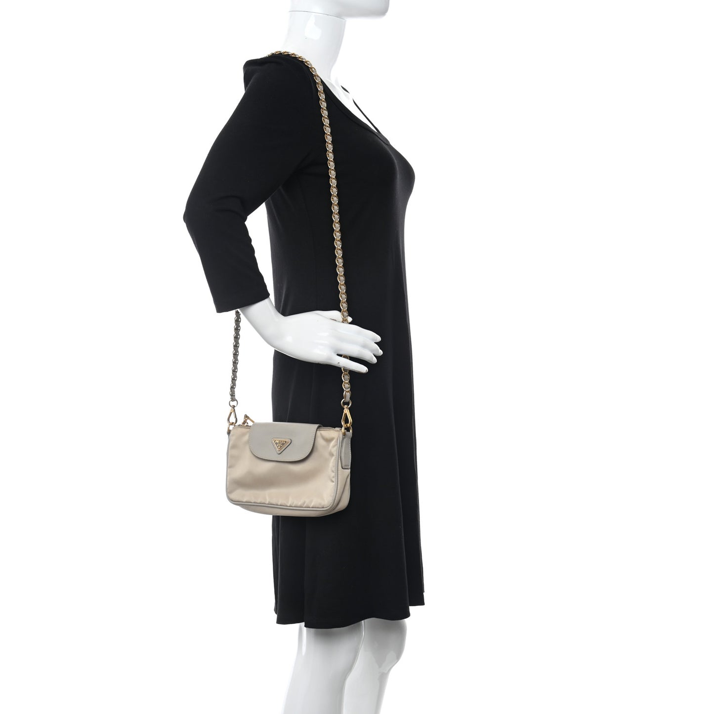 Tessuto Nylon Saffiano Crossbody Bag Talco