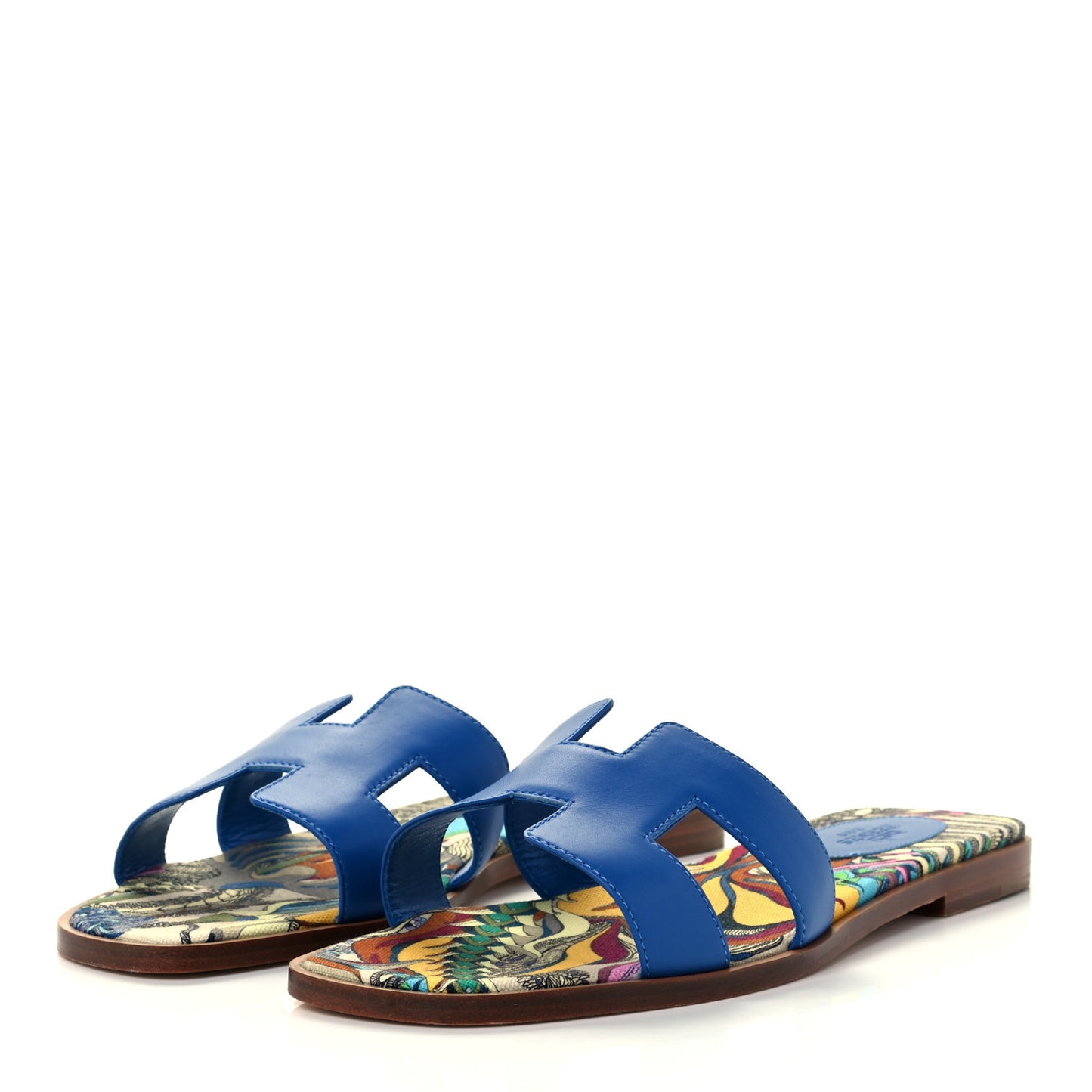 Calfskin Oran Sandals 36.5 Bleu Zanzibar