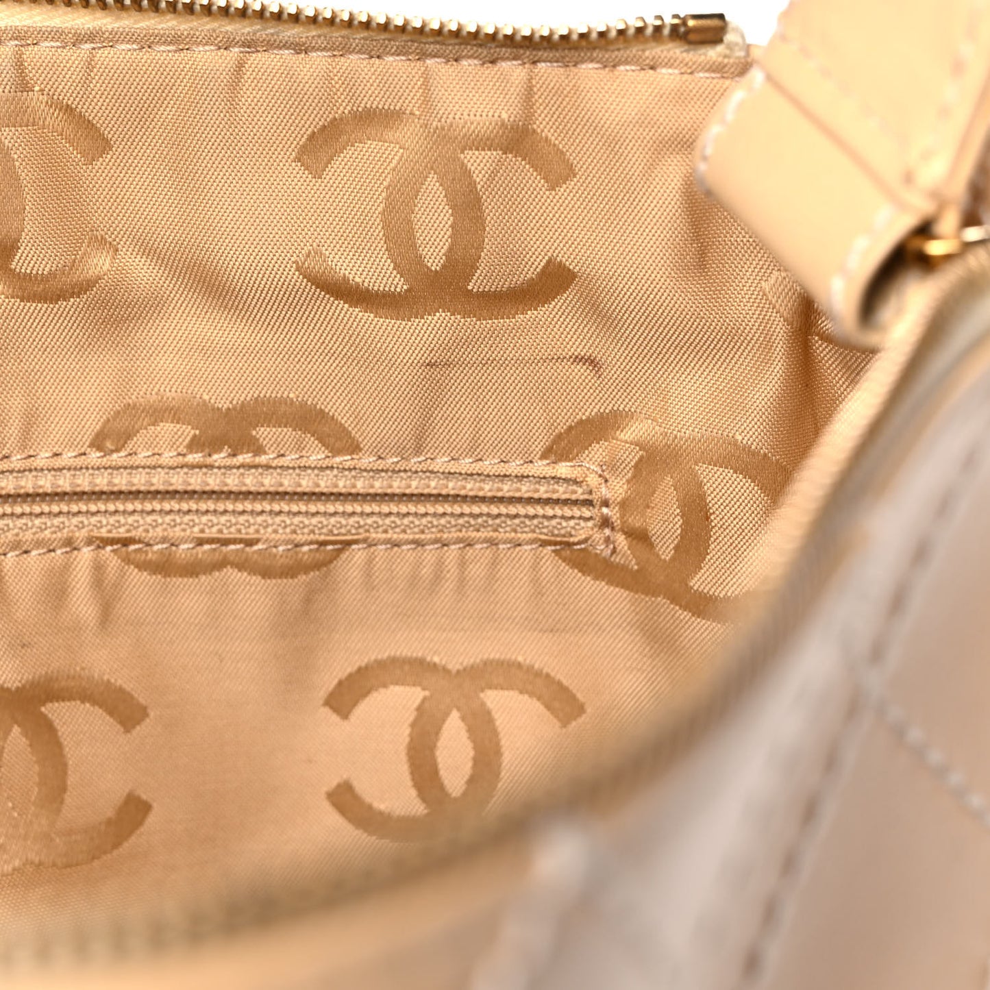 Calfskin Stitched Shoulder Bag Beige