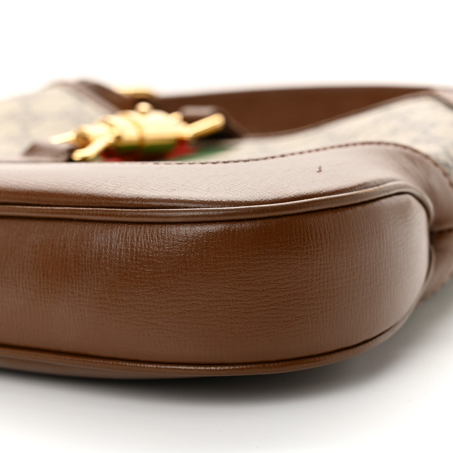 GG Supreme Monogram Azalea Calfskin Web Small Jackie 1961 Hobo Beige Ebony Brown Sugar