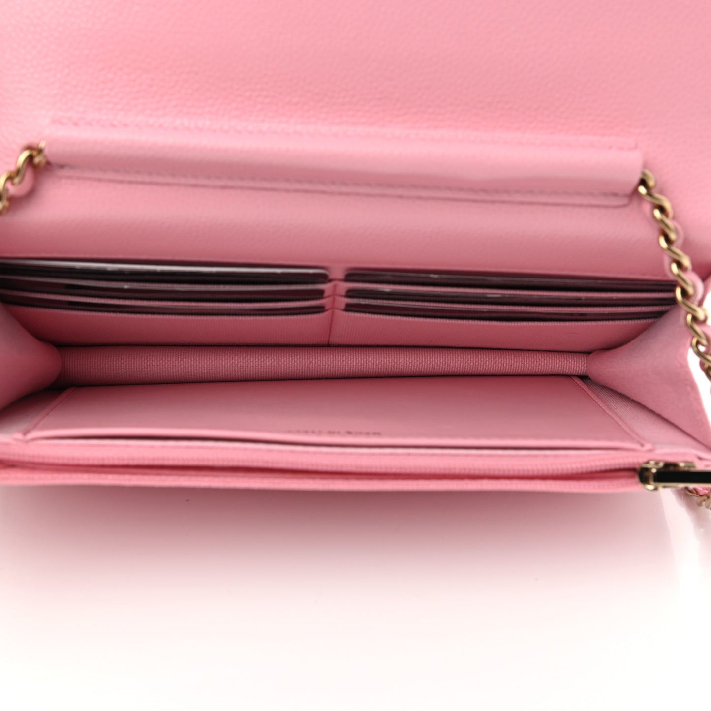 Caviar Quilted Chain CC Wallet On Chain WOC Pink
