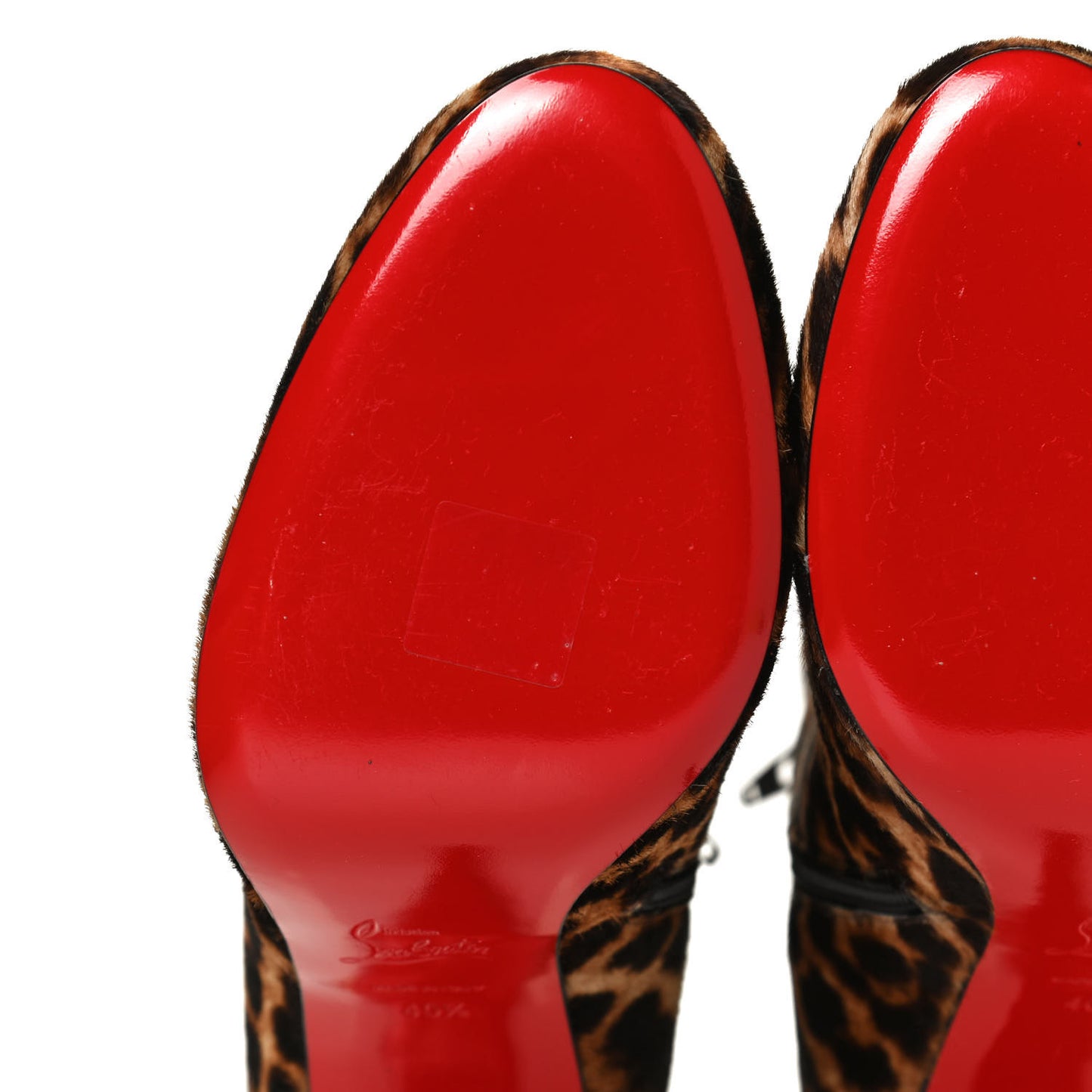 Calf Hair Leopard Print Ankle Boots 40.5