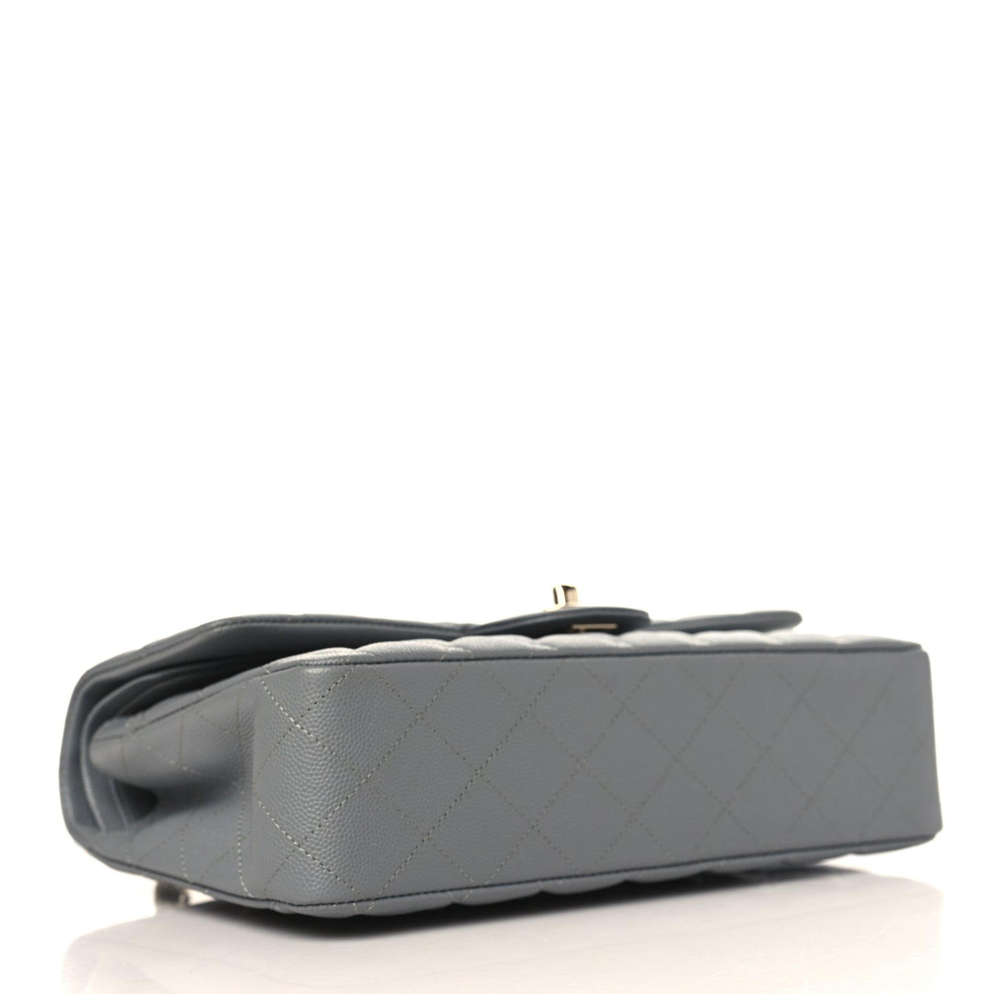 Caviar Quilted Medium Double Flap Grey