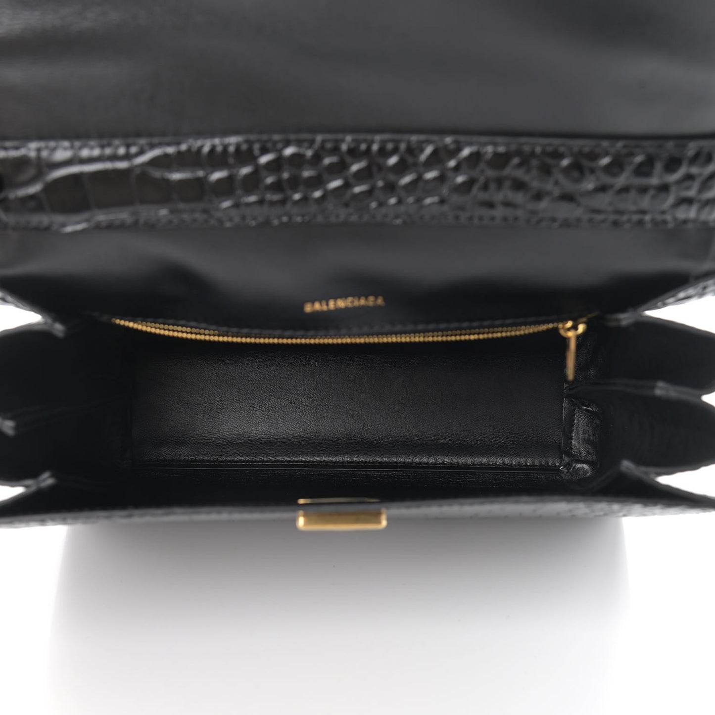 Shiny Calfskin Crocodile Embossed Medium Ghost Shoulder Bag Black