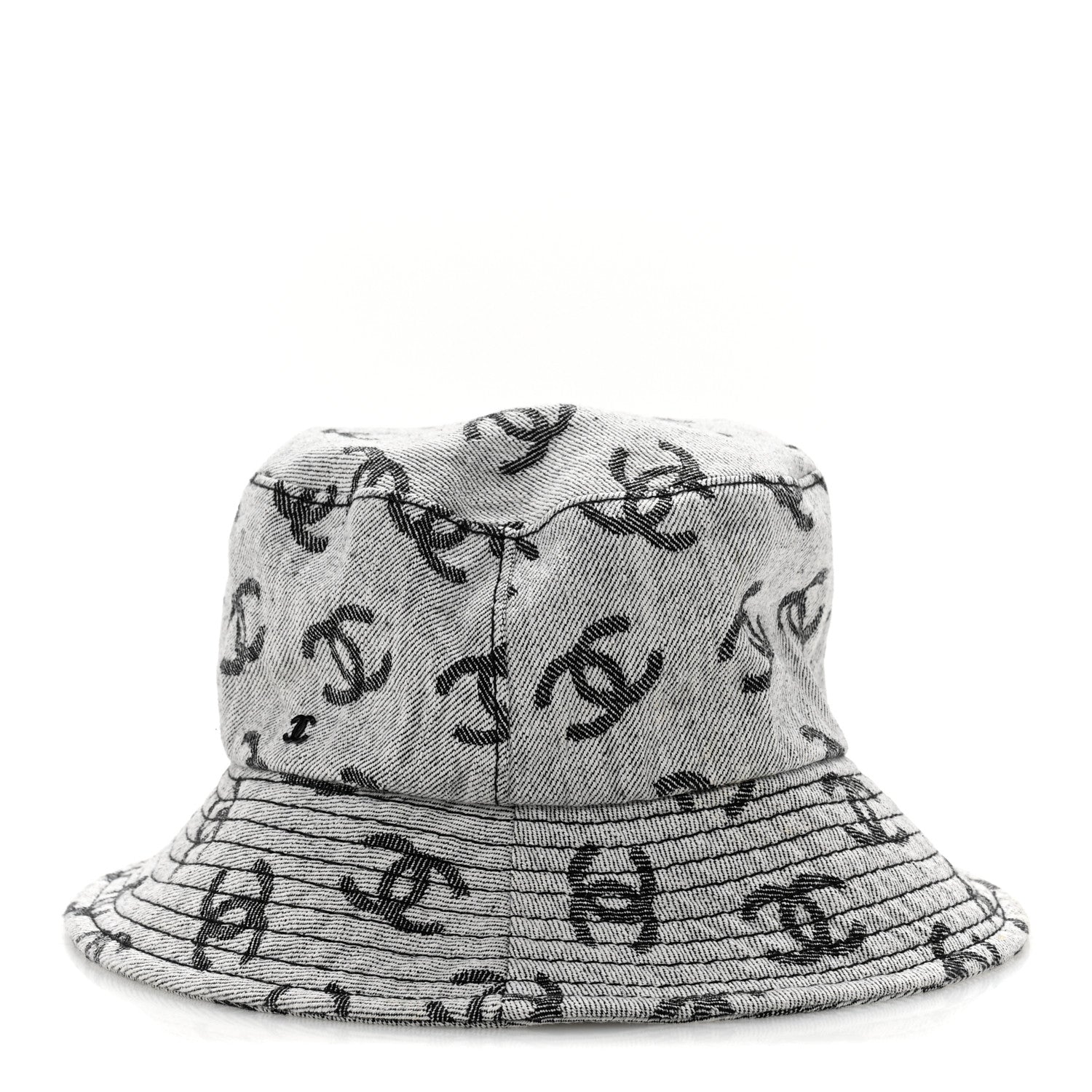 Chanel Denim CC Bucket Hat M White Black 4 of 11