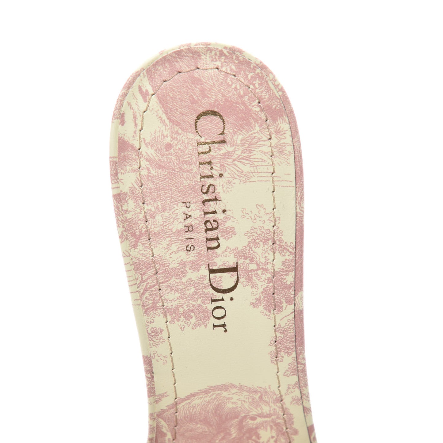 Cotton Toile De Jouy Embroidered Dway 50mm Slide Sandals 38 Light Pink