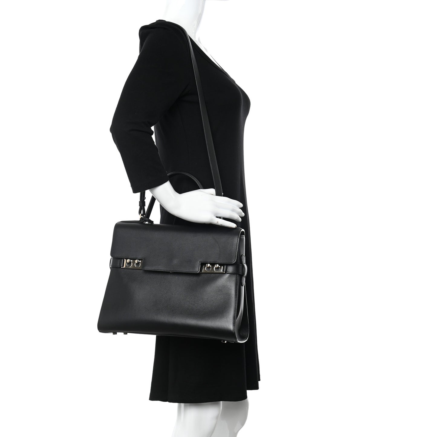 Calfskin GM Tempete Satchel Black