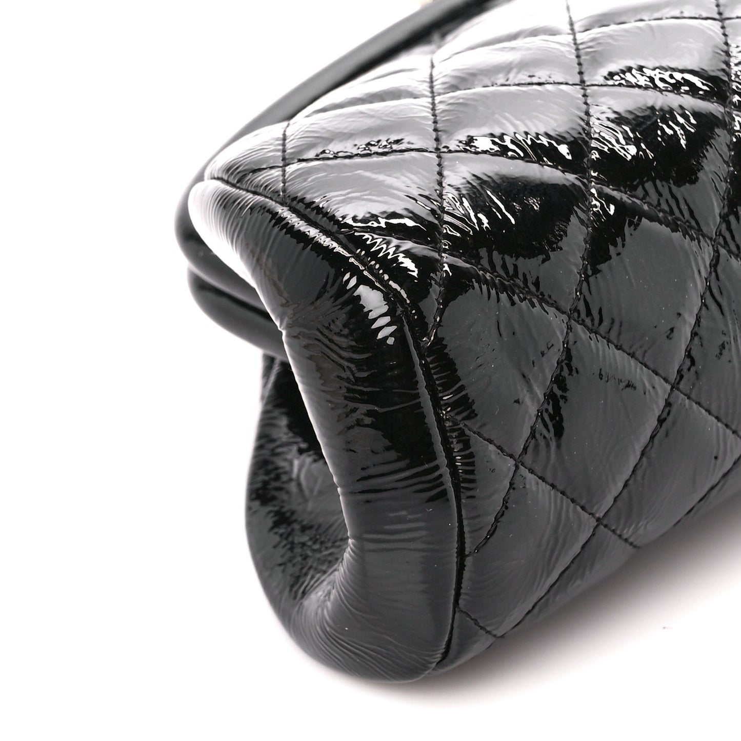 Distressed Patent Quilted Timeless Clutch Black