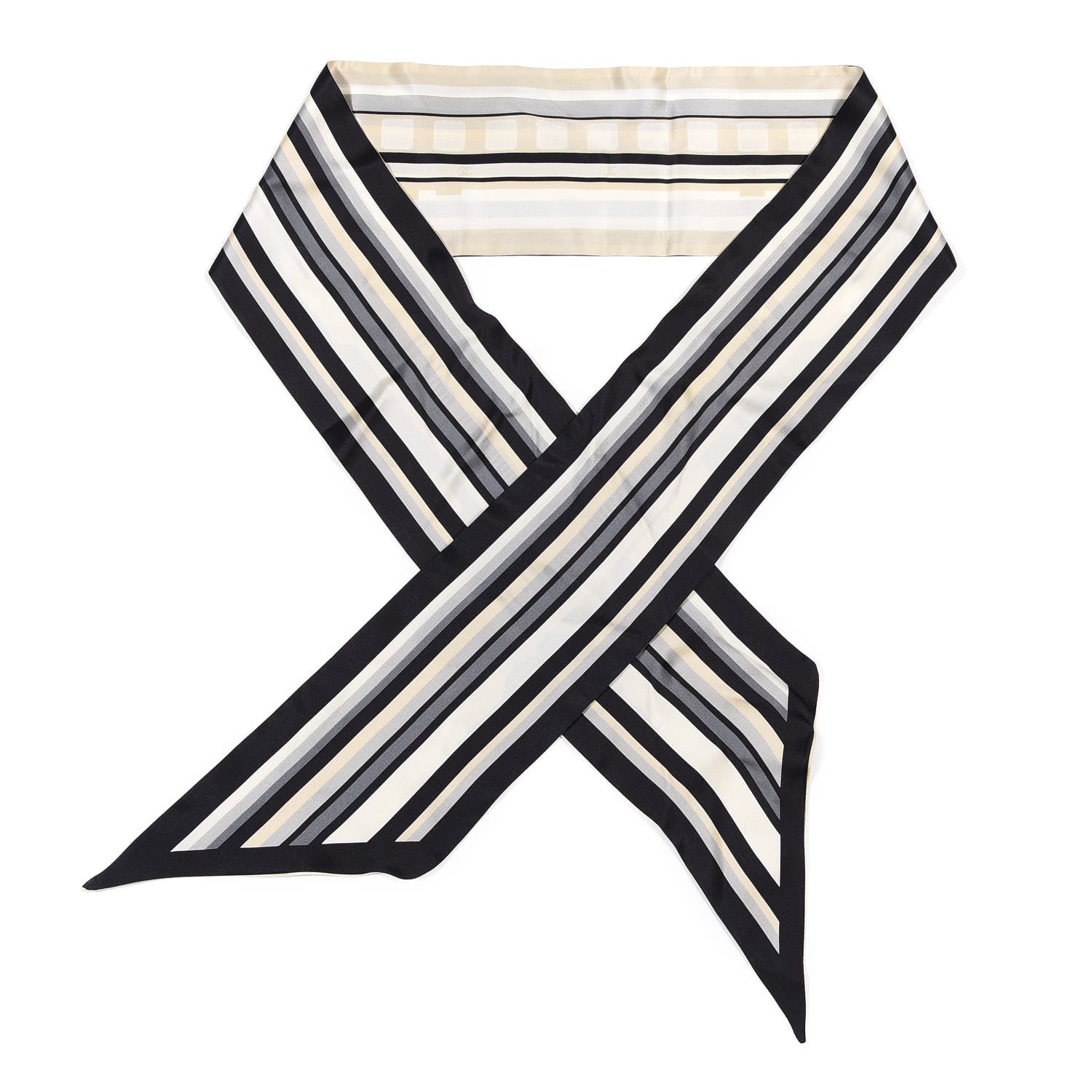 Chanel Silk Twill Train Slim Bandeau Scarf Navy Blue 1 of 4