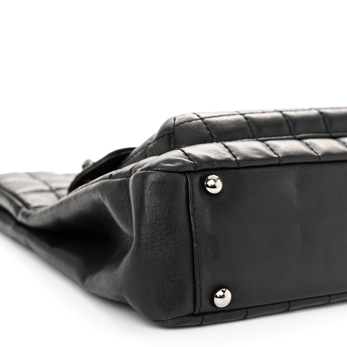 Lambskin Quilted Chocolate Bar Mademoiselle Shoulder Bag Black