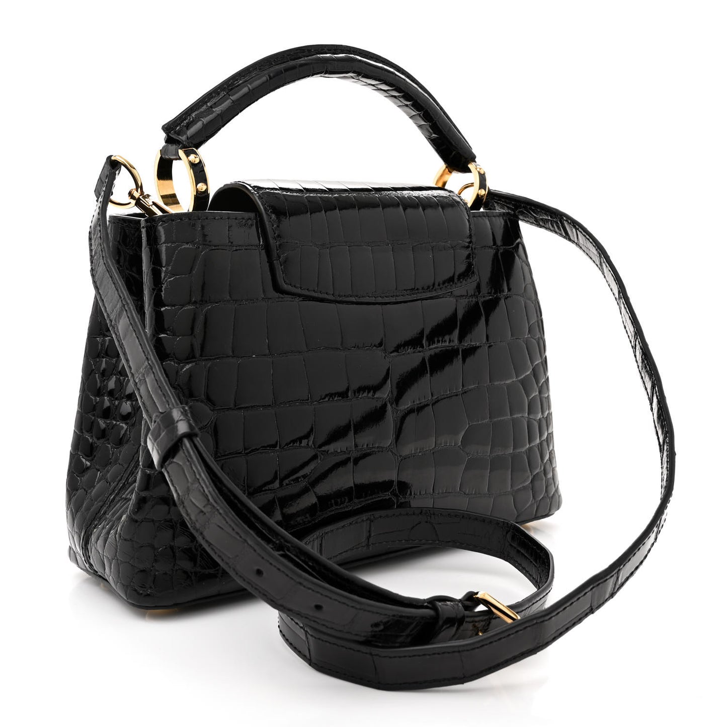 Brilliant Alligator Capucines BB Black