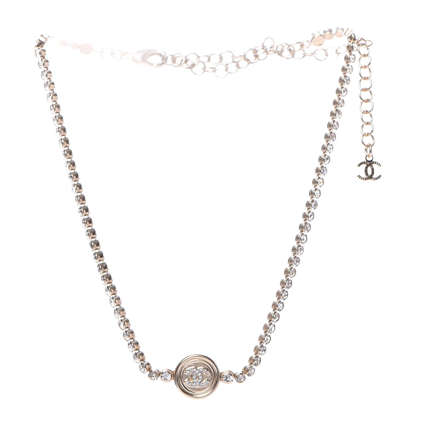 Crystal CC Chain Short Necklace Gold