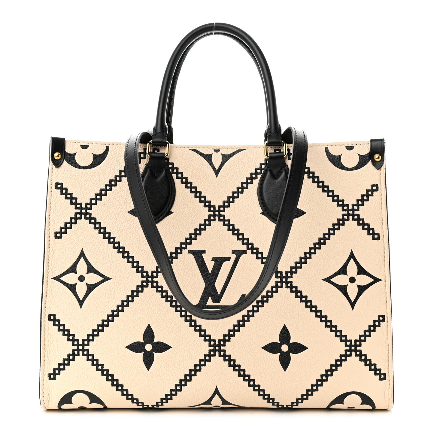 Empreinte Monogram Giant Broderies Onthego MM Cream Black