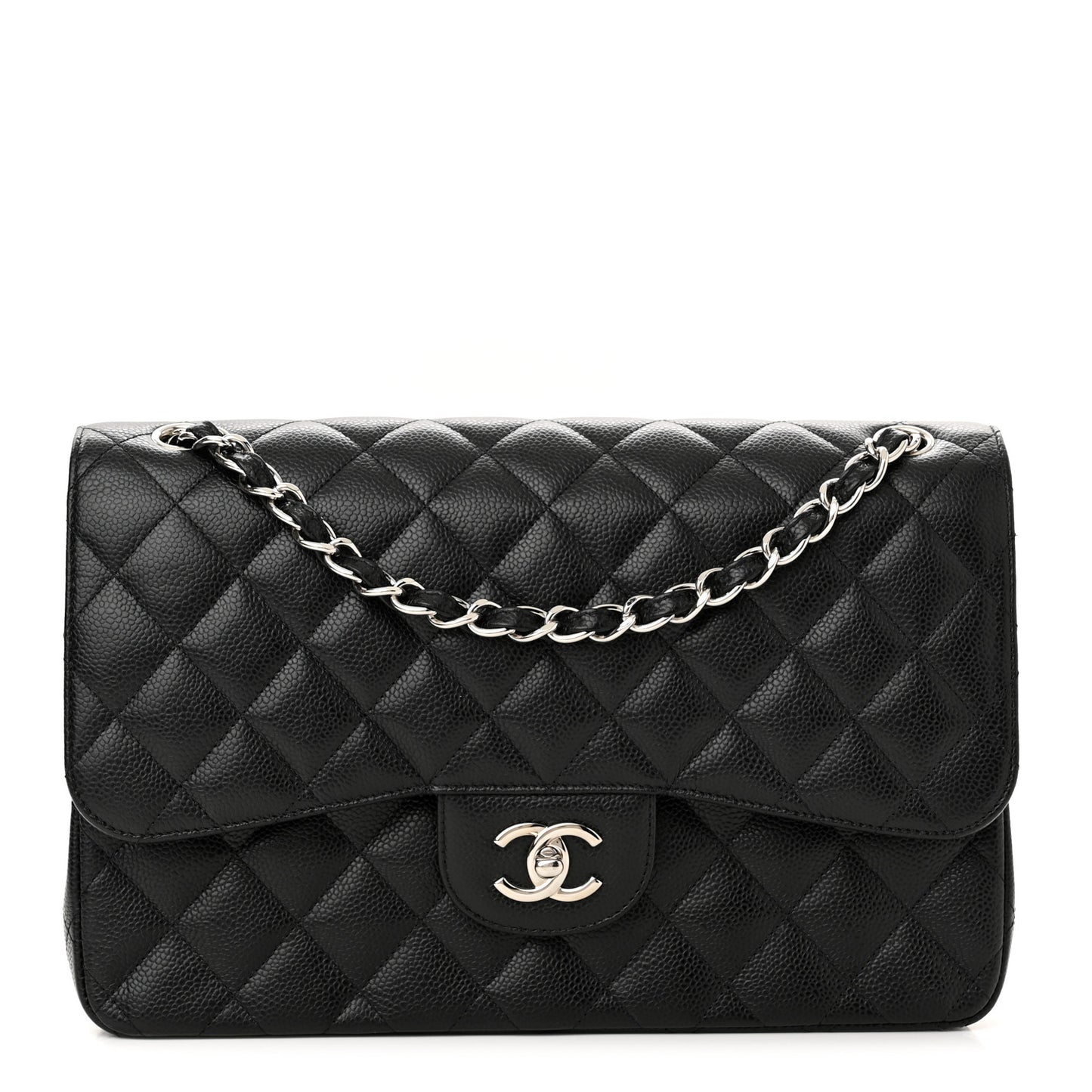 Caviar Quilted Jumbo Double Flap Black