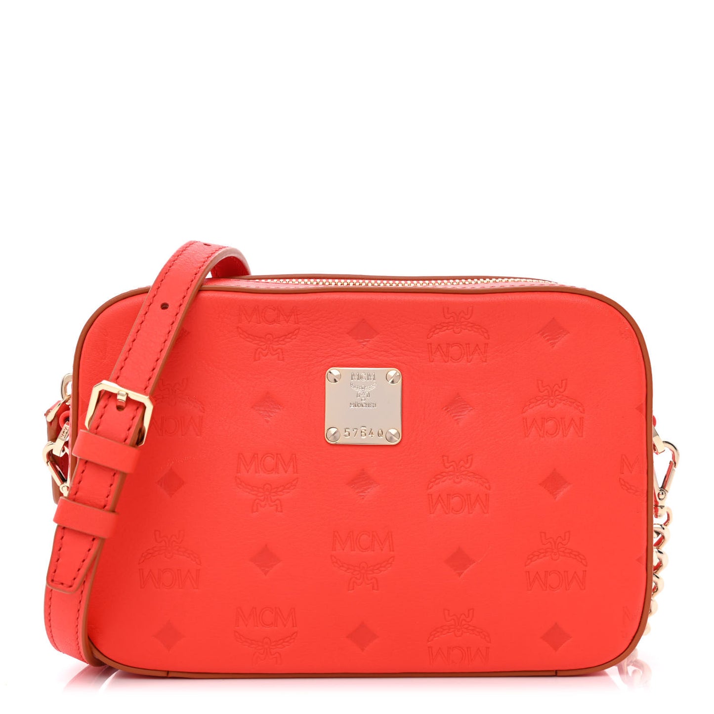 Calfskin Ottomar Monogram Klara Crossbody Bag Hot Coral