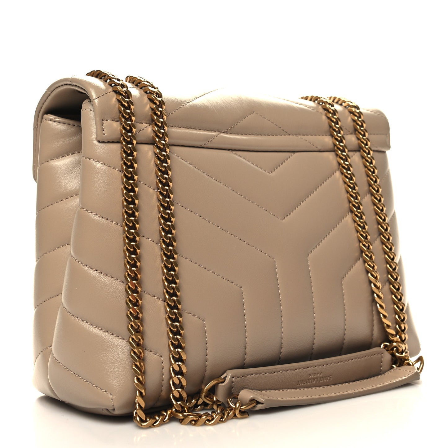 Calfskin Y Quilted Monogram Small Loulou Chain Satchel Dark Beige