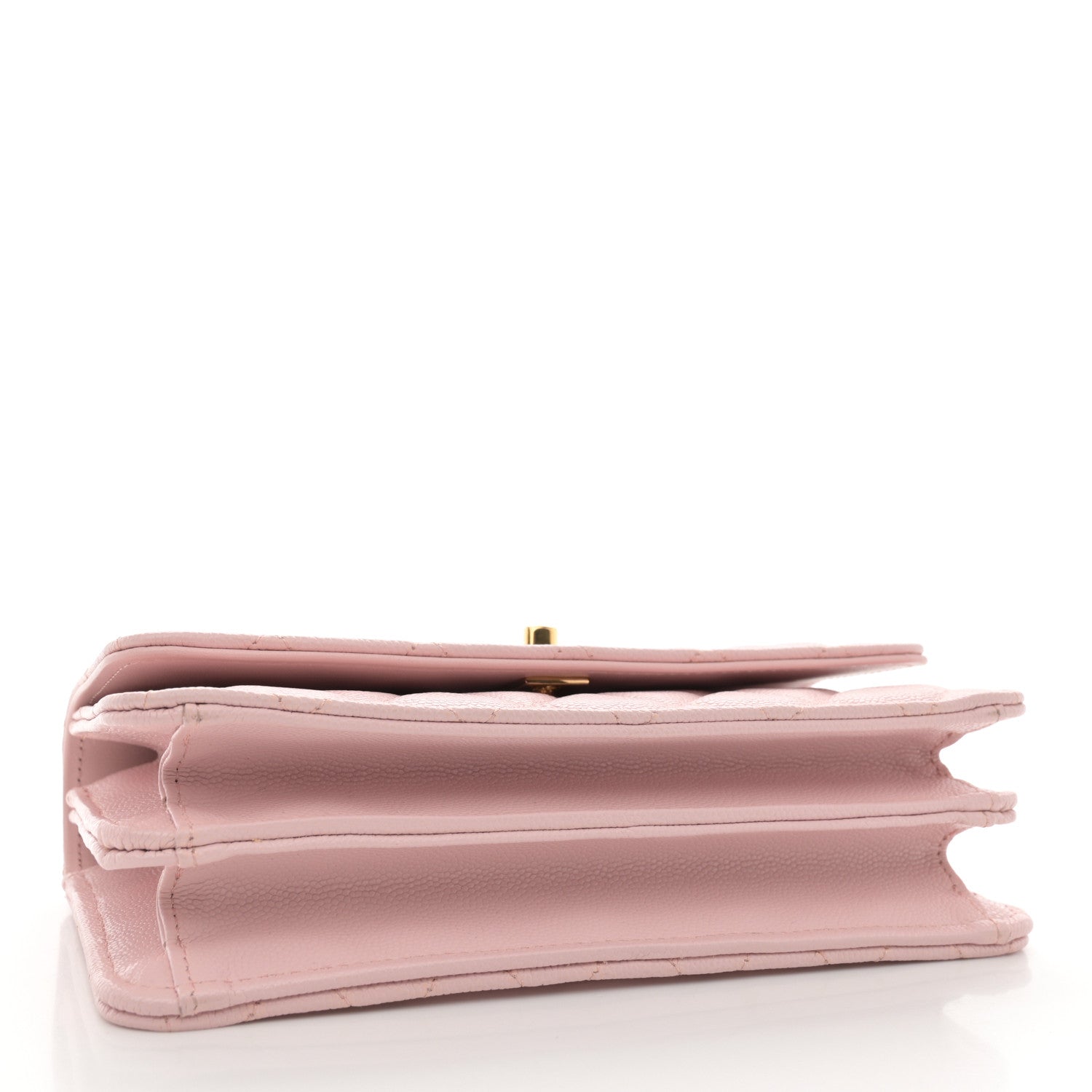 Chanel Shiny Caviar Quilted Flap Charm Wallet On Chain WOC Light Pink 4 of 13