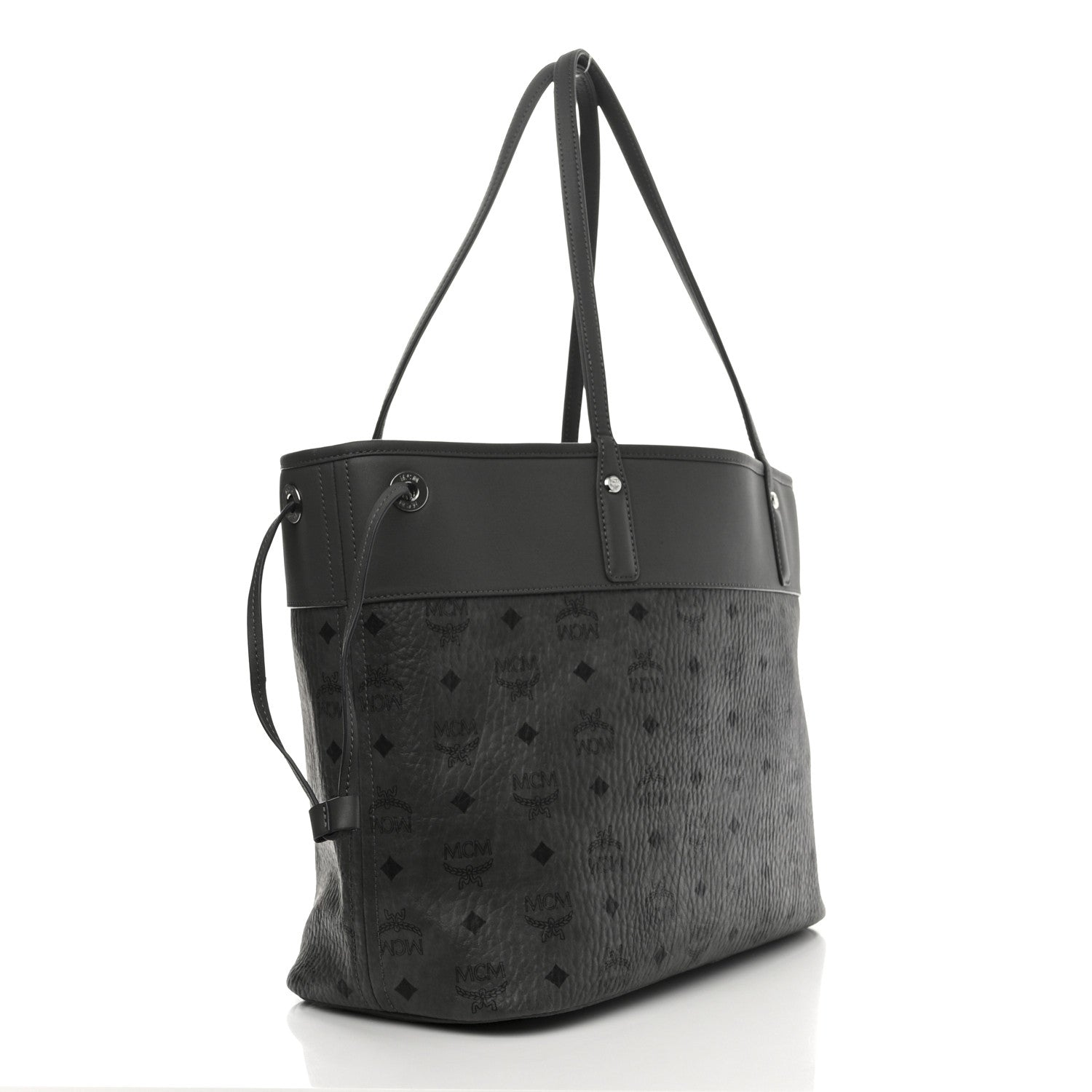 MCM Visetos Medium Aren Shopper Tote Grey 3 of 10