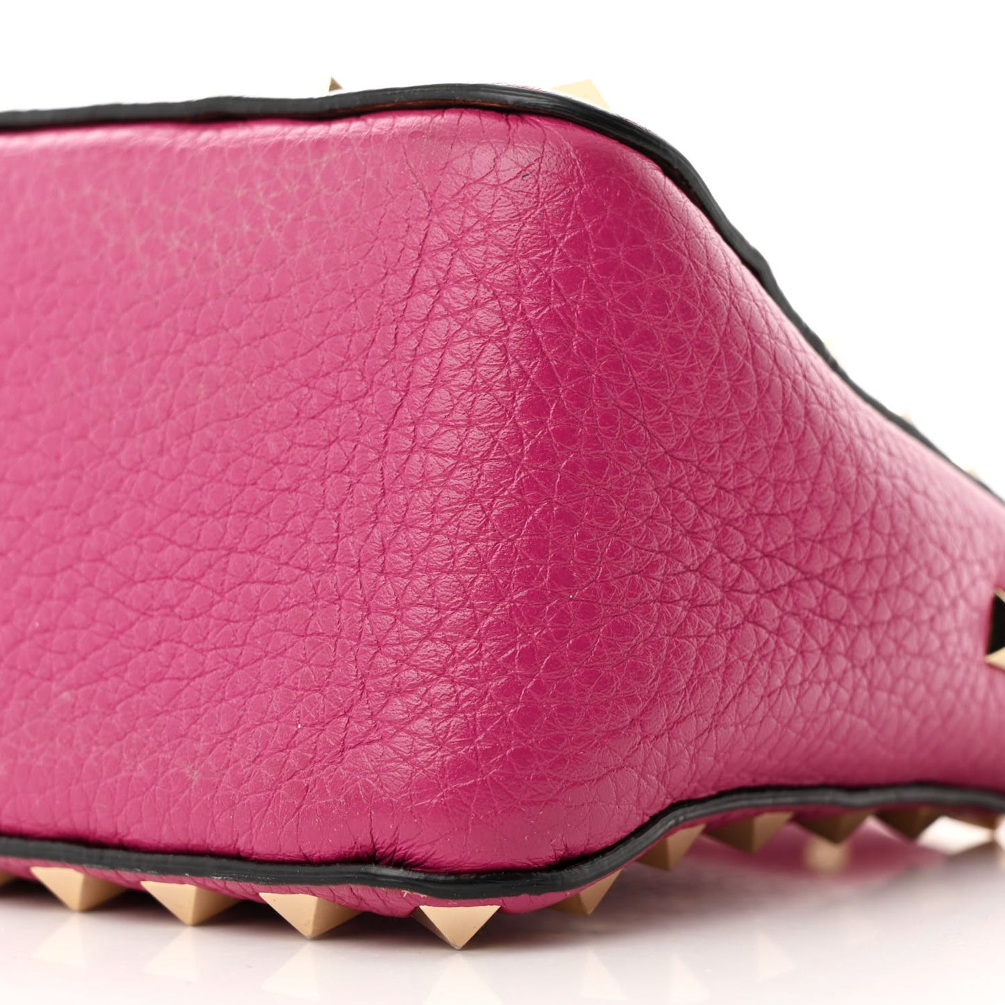 Pebbled Calfskin Small Rockstud Flip Lock Shoulder Bag Fuxia