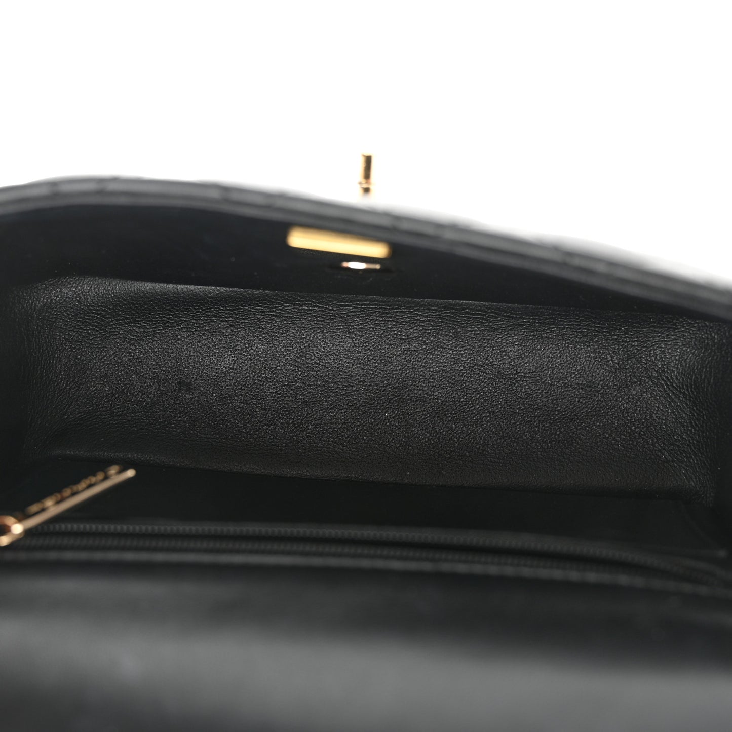 Lambskin Quilted Mini Top Handle Rectangular Flap Black